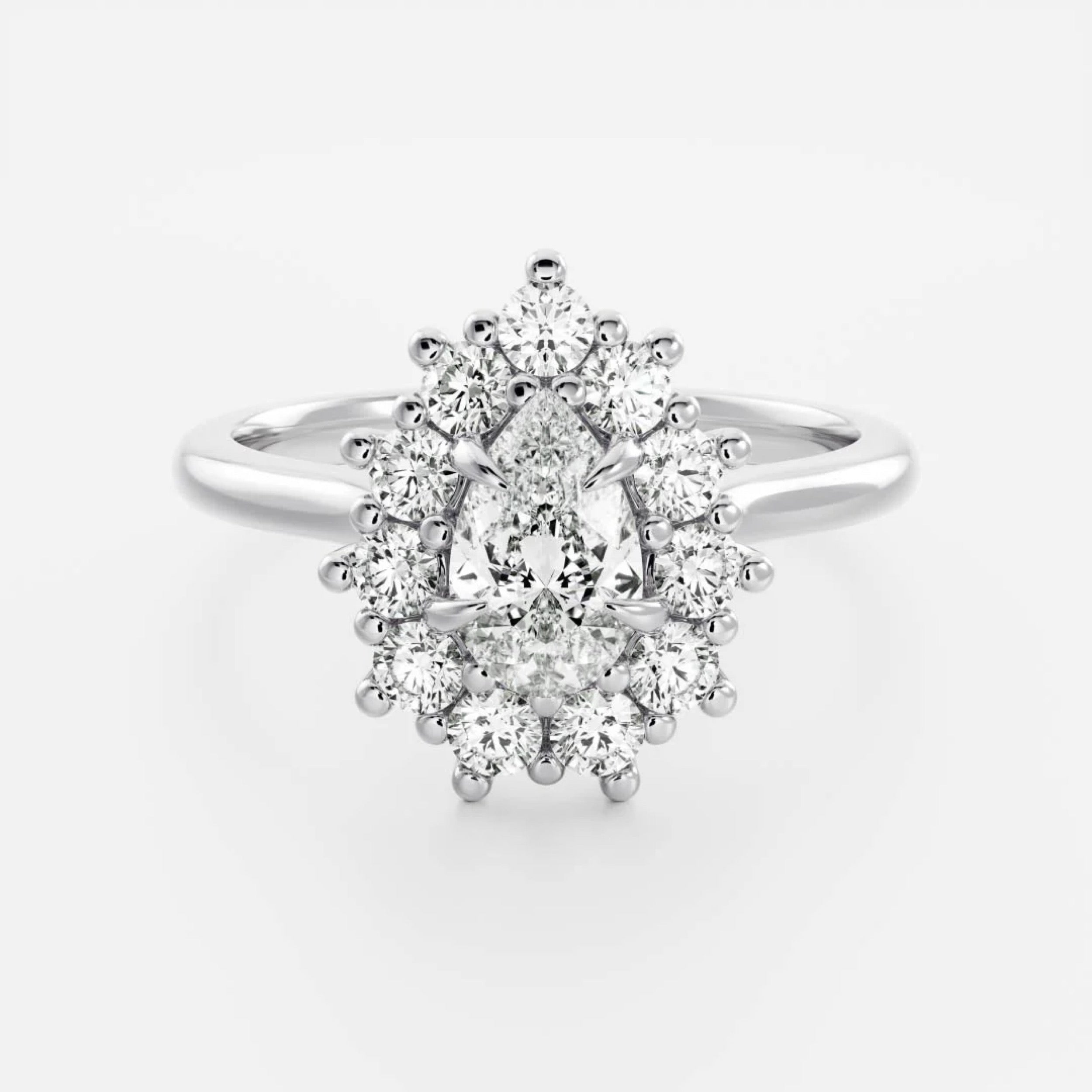 1.5 - 2.5 CT Pear Lab Grown Diamond Antique Halo Engagement Ring