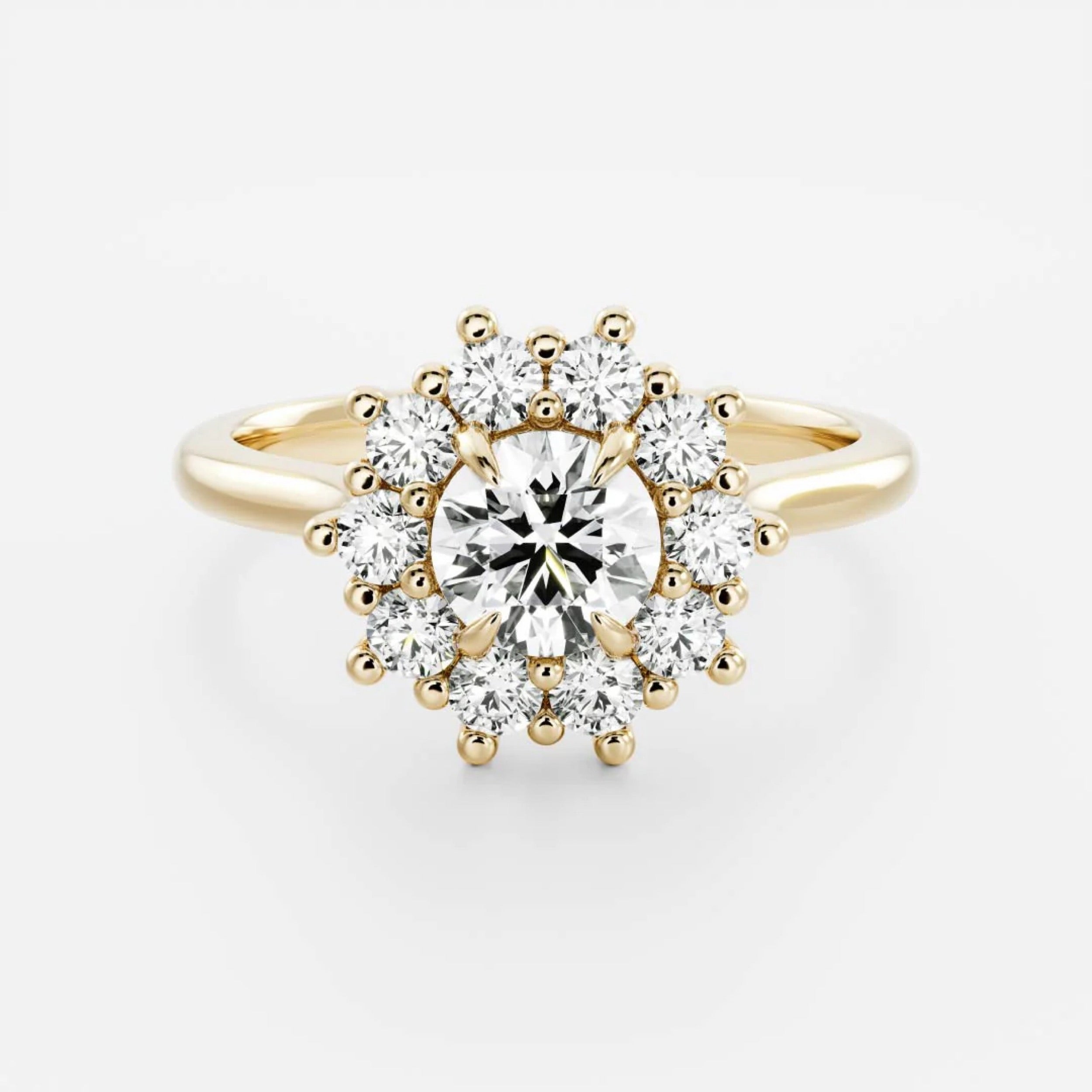 1.0 - 3.0 CT Round Lab Grown Diamond Antique Halo Engagement Ring