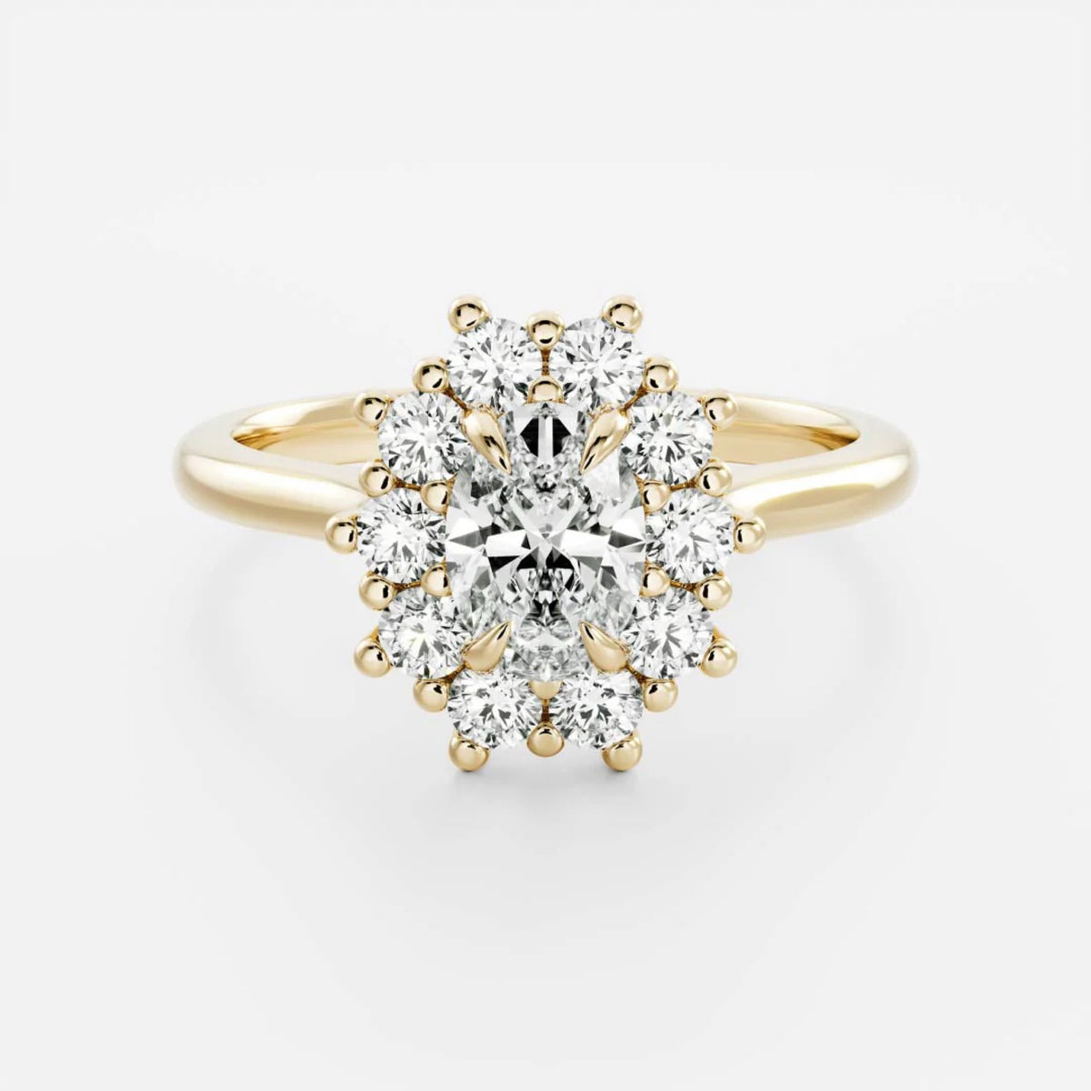 1.0-3.5 CT Oval Lab Grown Diamond Antique Halo Engagement Ring