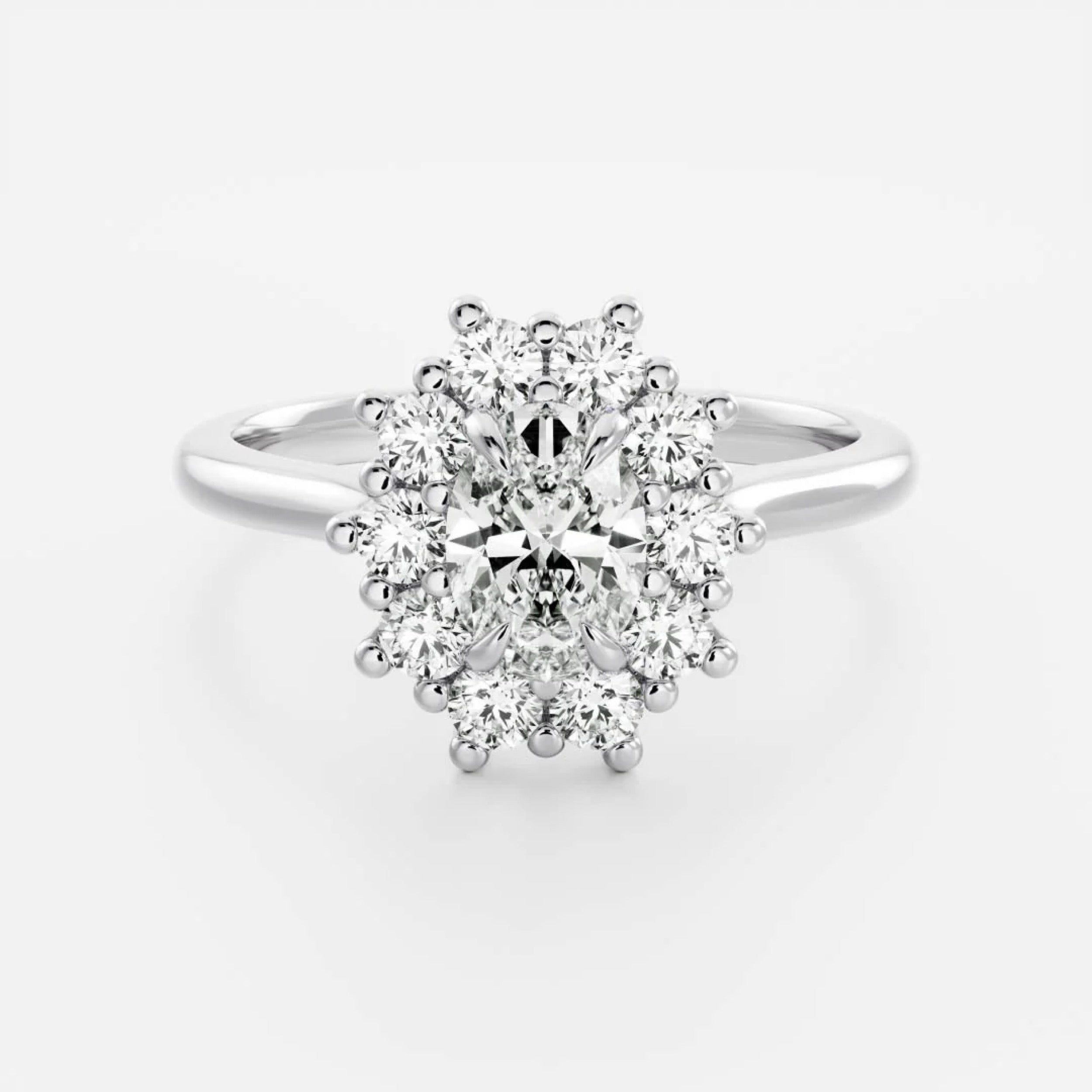 1.5 - 2.5 CT Oval Lab Grown Diamond Antique Halo Engagement Ring