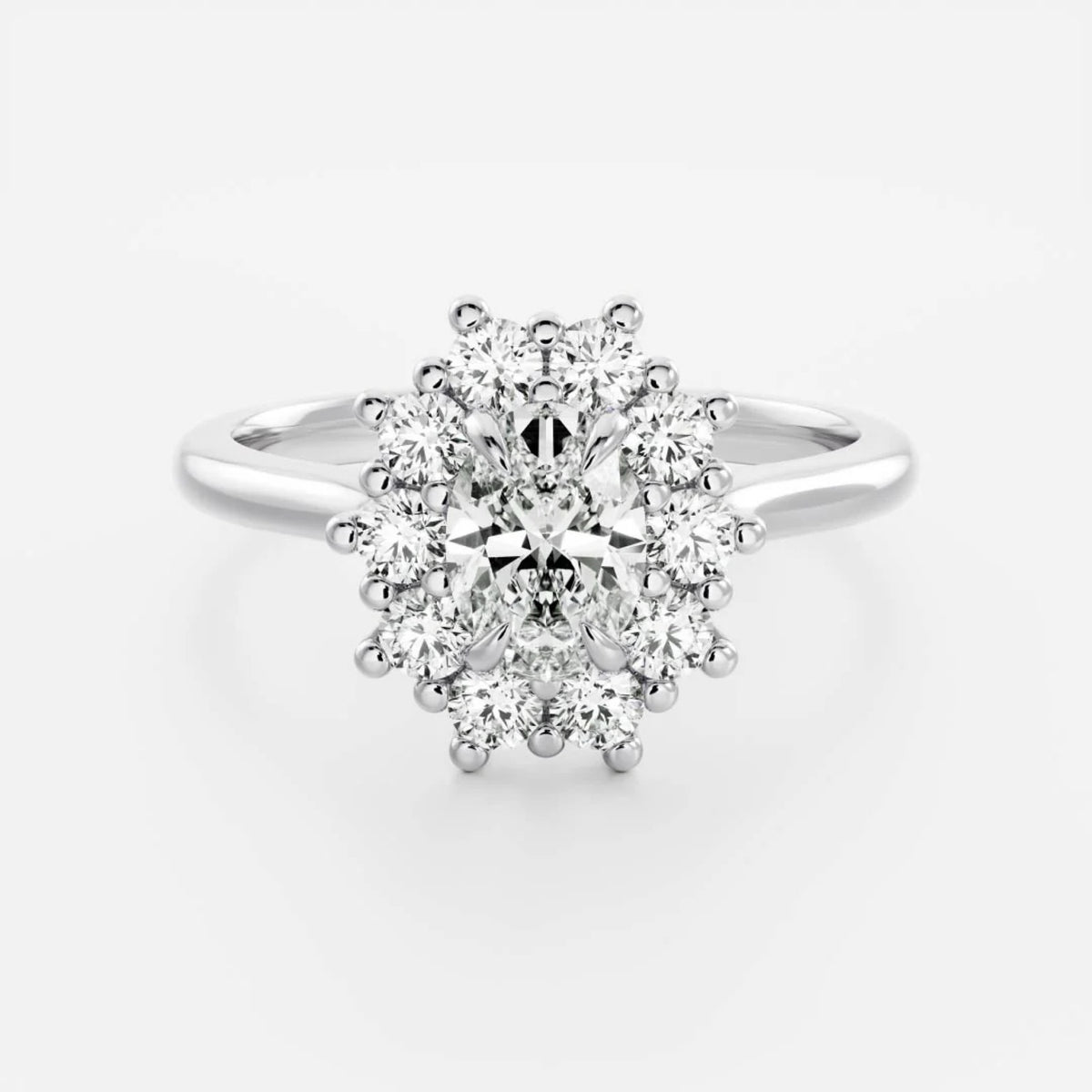 1.0-3.5 CT Oval Lab Grown Diamond Antique Halo Engagement Ring