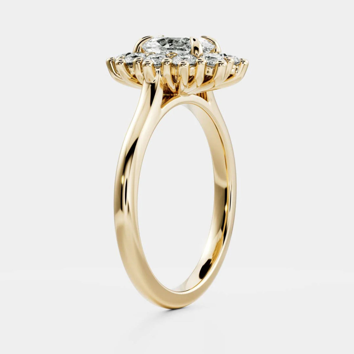 1.0-3.5 CT Oval Lab Grown Diamond Antique Halo Engagement Ring
