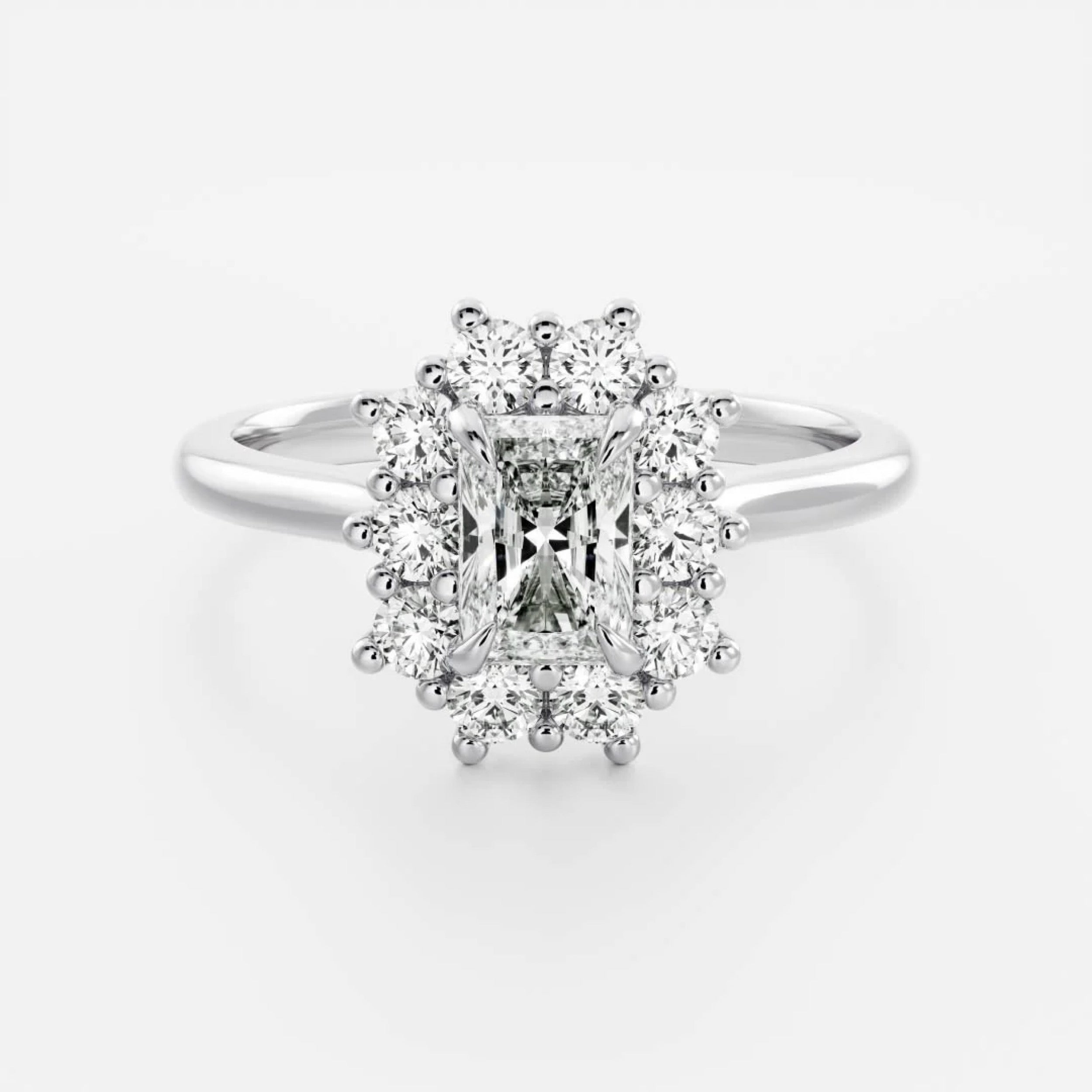1.5 - 2.5 CT Radiant Lab Grown Diamond Antique Halo Engagement Ring