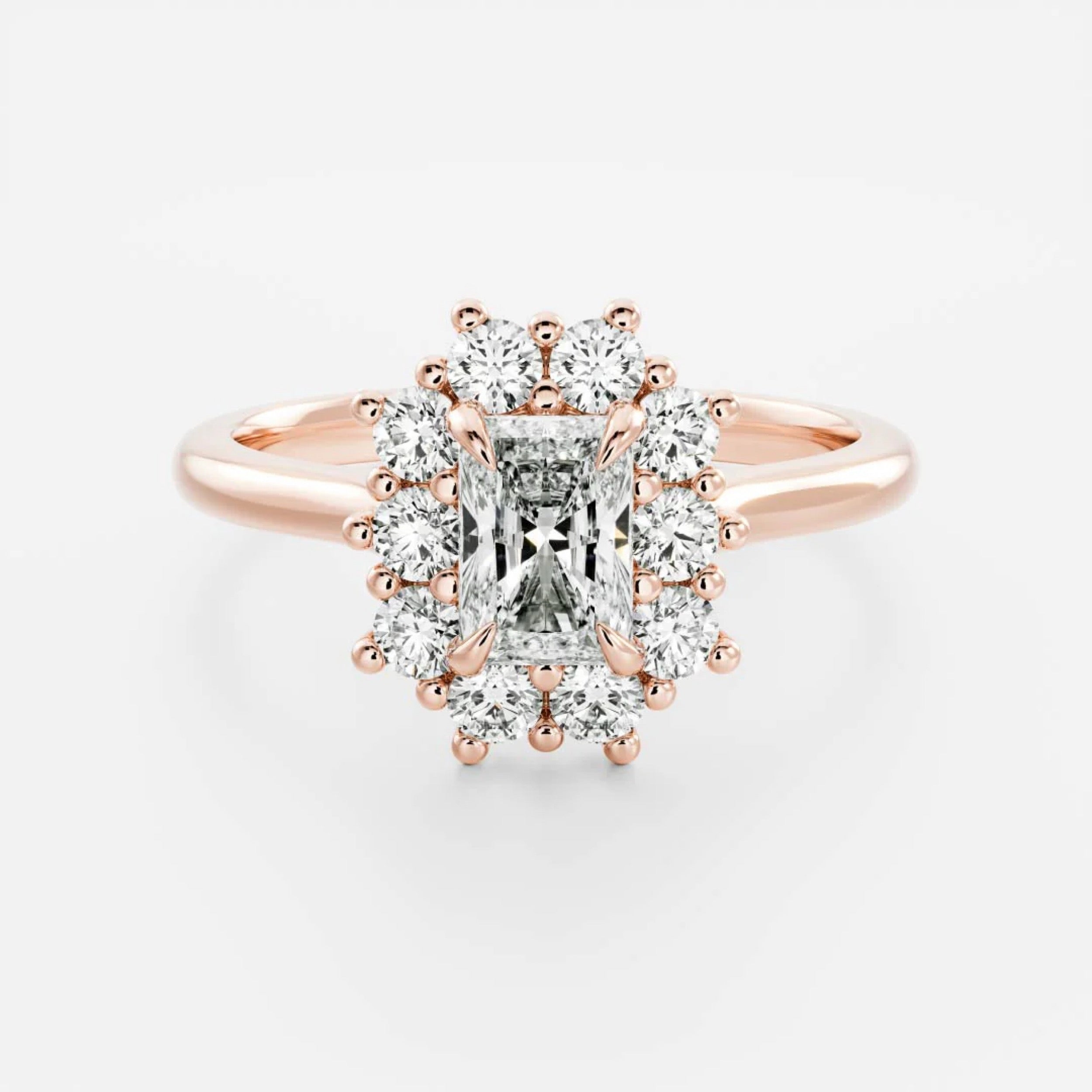 1.5 - 2.5 CT Radiant Lab Grown Diamond Antique Halo Engagement Ring