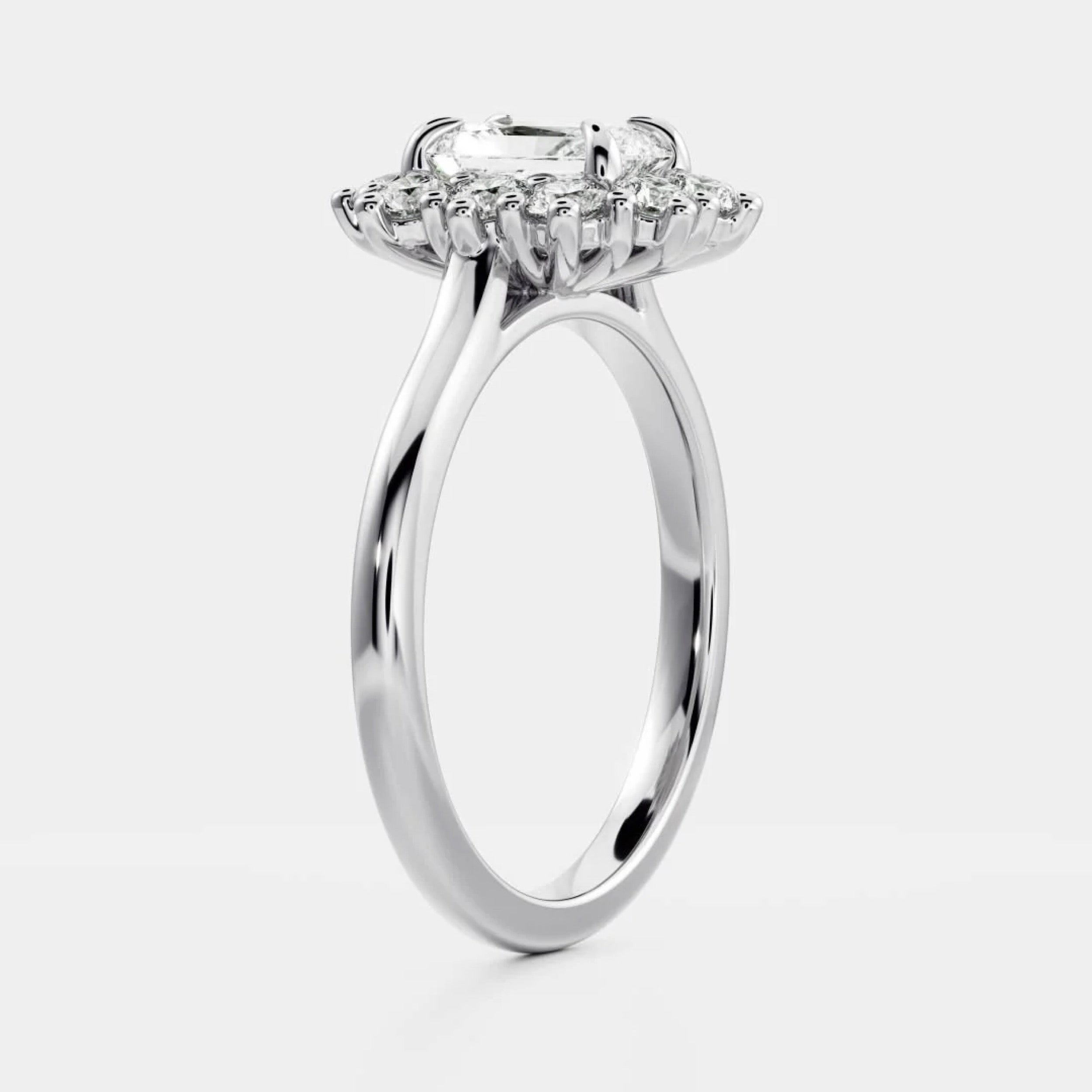 1.5 - 2.5 CT Radiant Lab Grown Diamond Antique Halo Engagement Ring