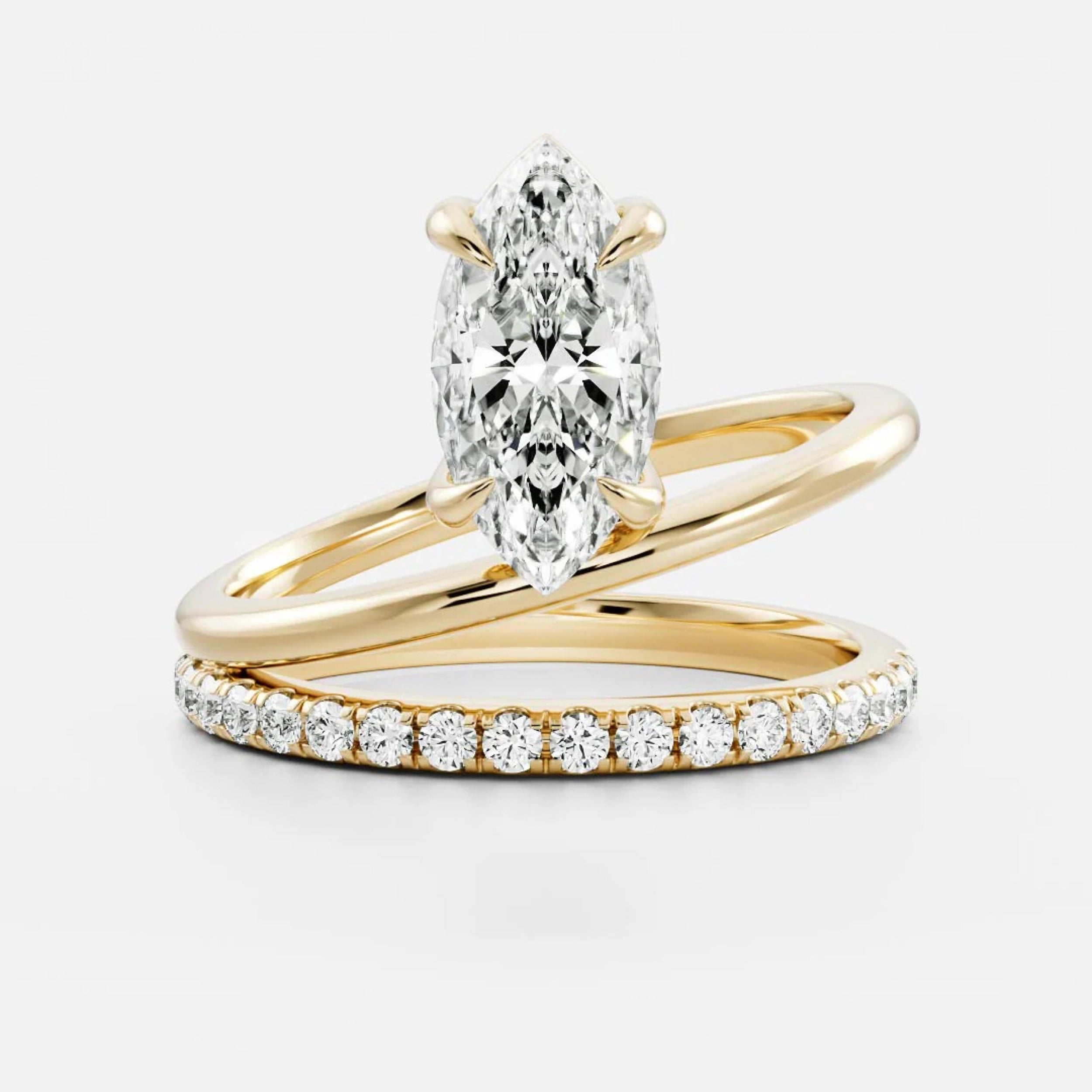 1.5 - 2.5 CT Marquise Lab Grown Diamond Double Band Engagement Ring