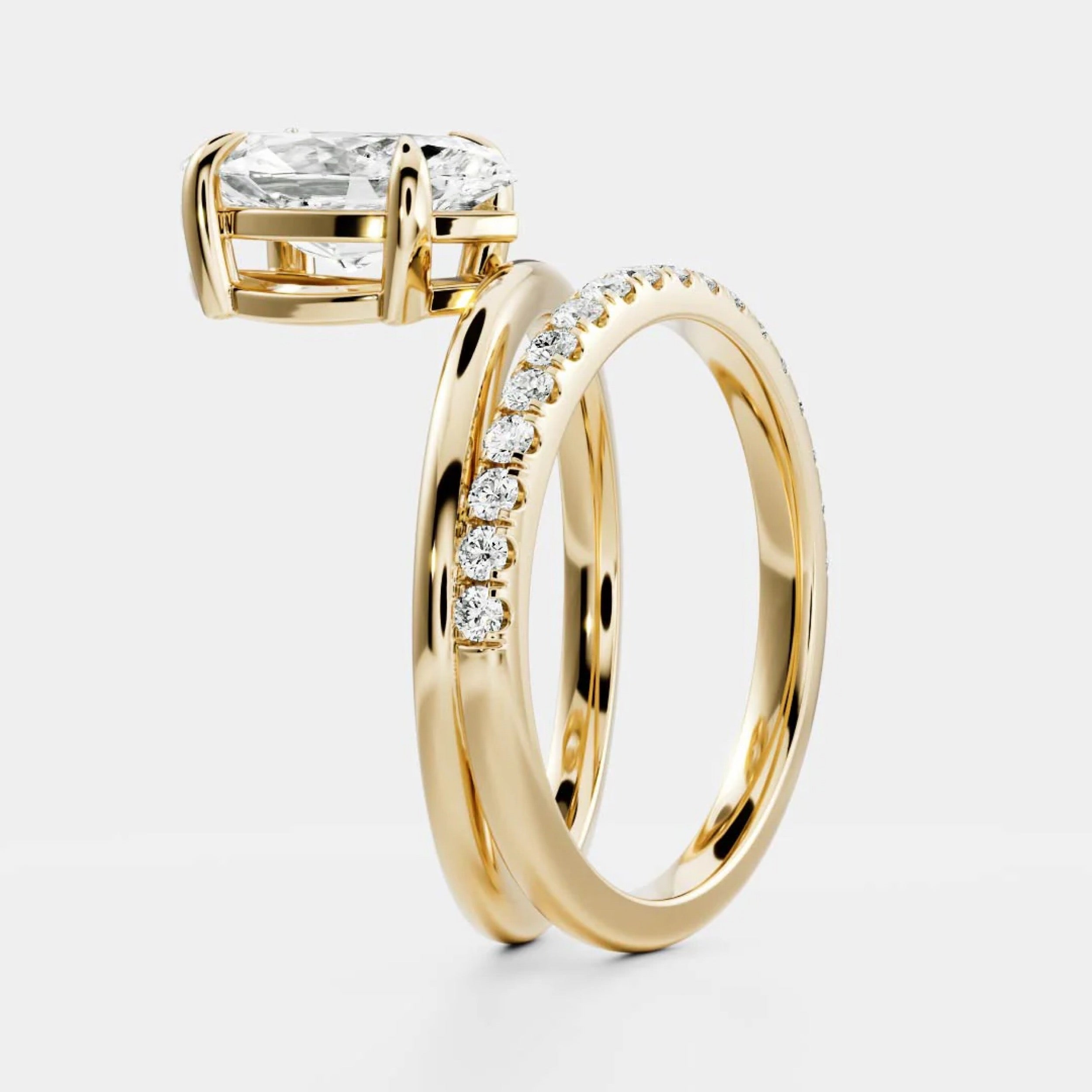 1.5 - 2.5 CT Marquise Lab Grown Diamond Double Band Engagement Ring