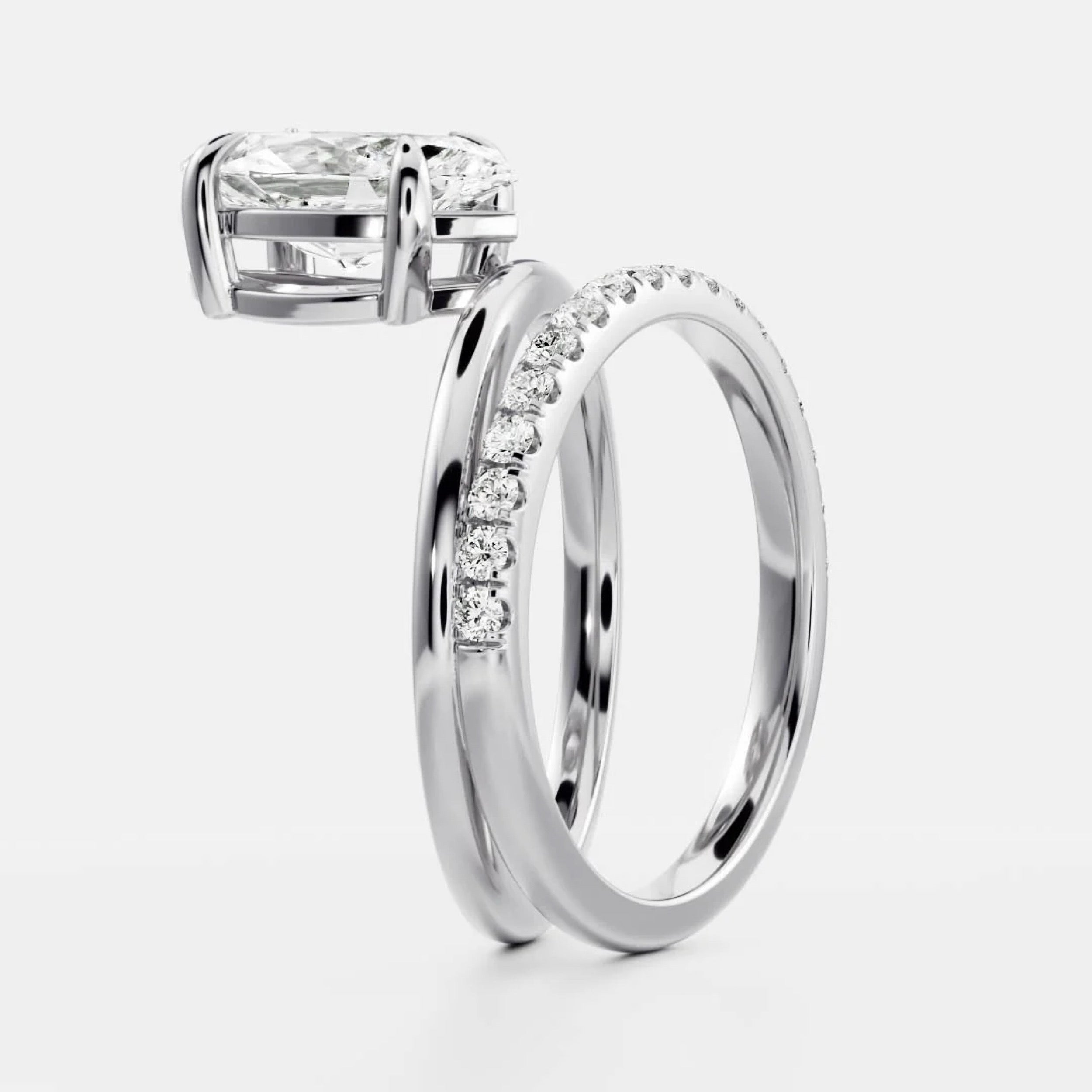 1.5 - 2.5 CT Marquise Lab Grown Diamond Double Band Engagement Ring