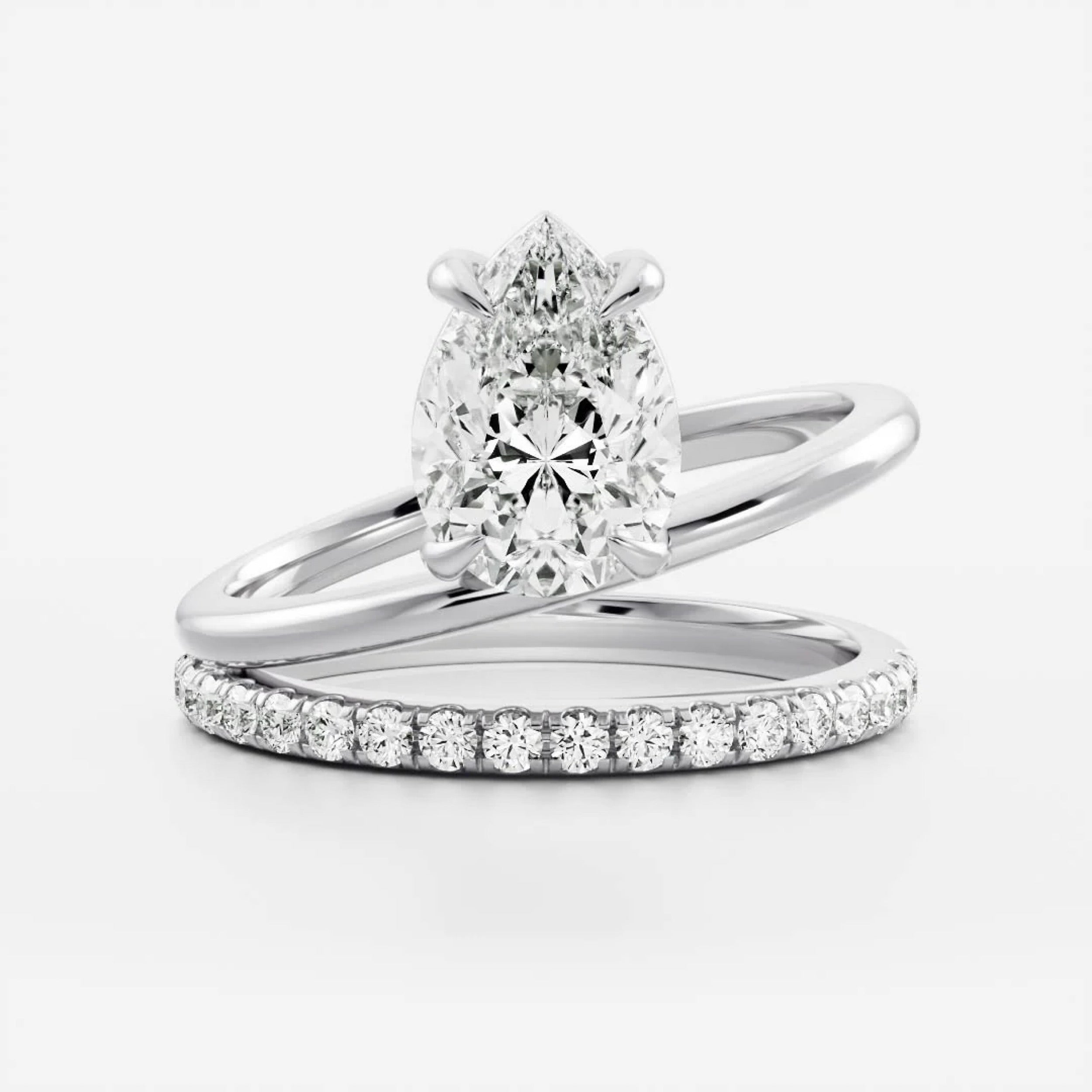 1.0 - 3.0 CT Pear Lab Grown Diamond Double Band Engagement Ring