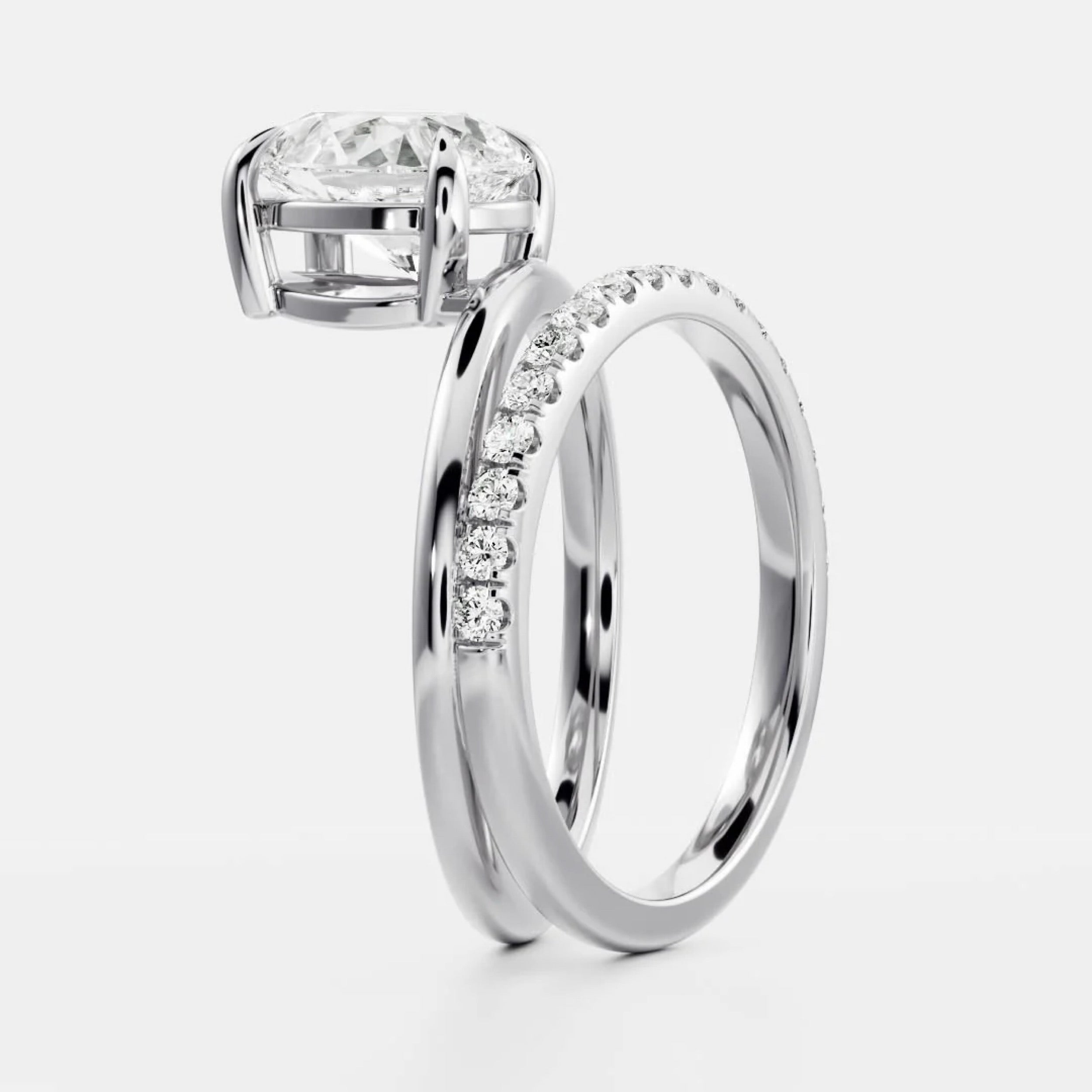 1.0 - 3.0 CT Pear Lab Grown Diamond Double Band Engagement Ring