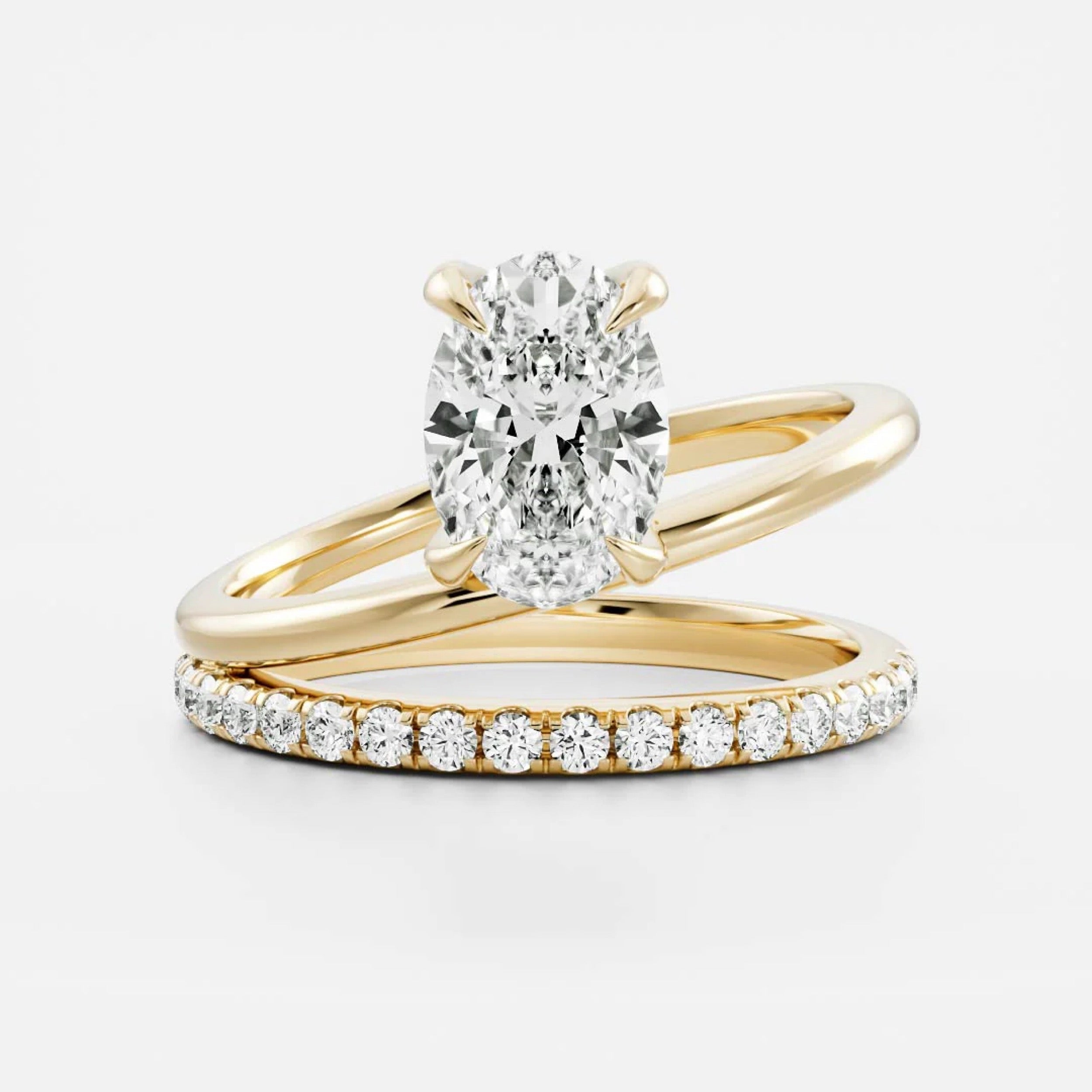 1.5 - 2.5 CT Oval Lab Grown Diamond Double Band Engagement Ring