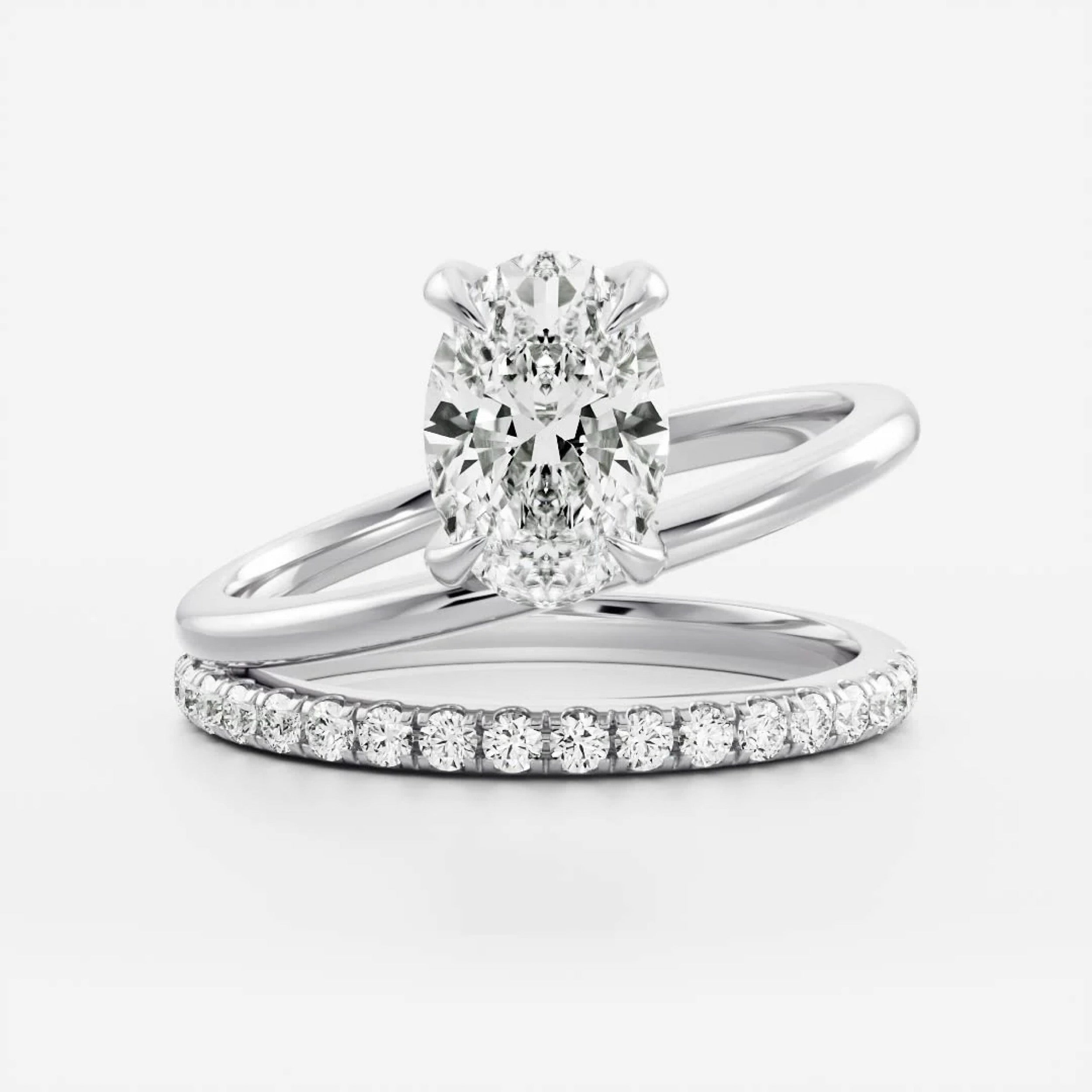 1.5 - 2.5 CT Oval Lab Grown Diamond Double Band Engagement Ring