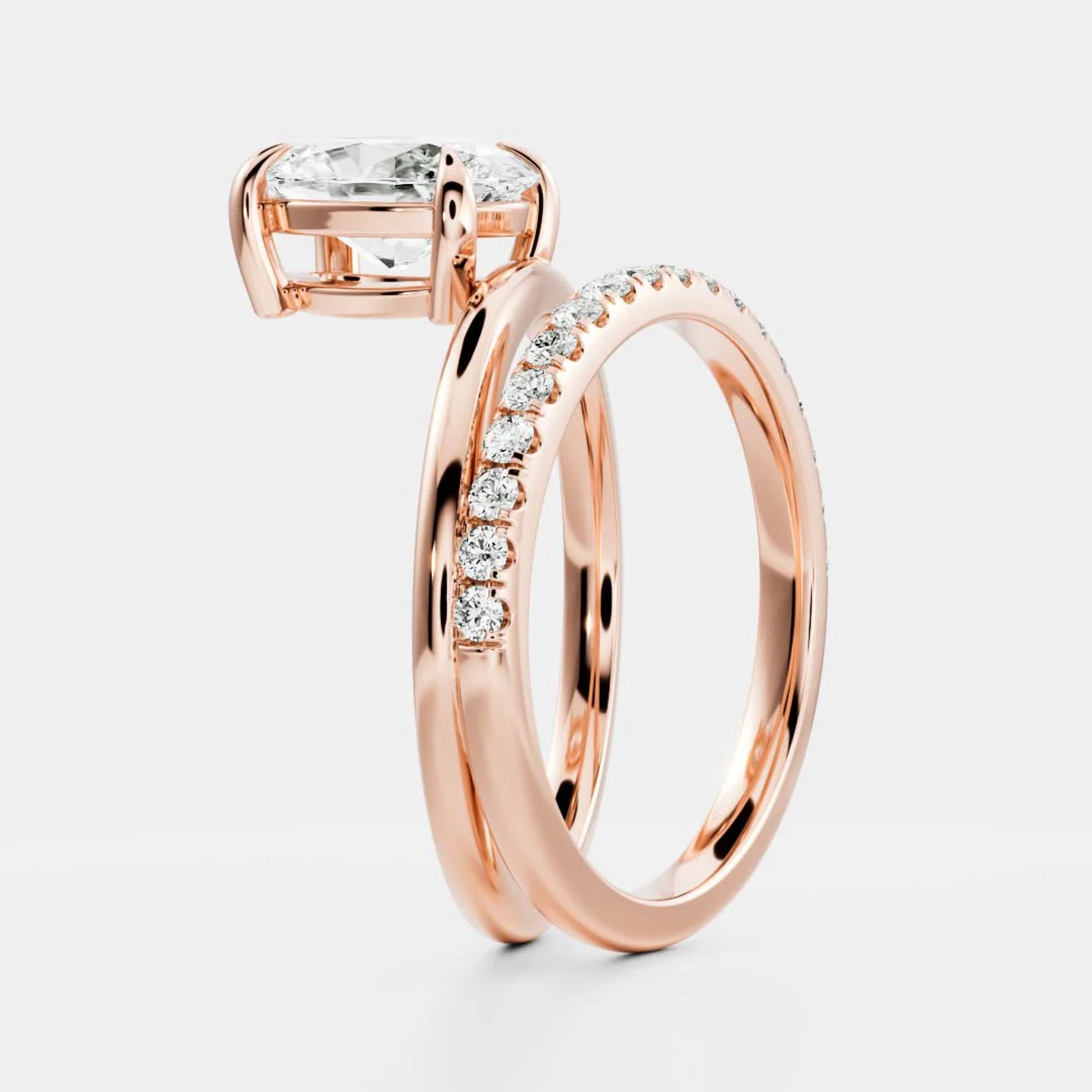 1.5 - 2.5 CT Oval Lab Grown Diamond Double Band Engagement Ring