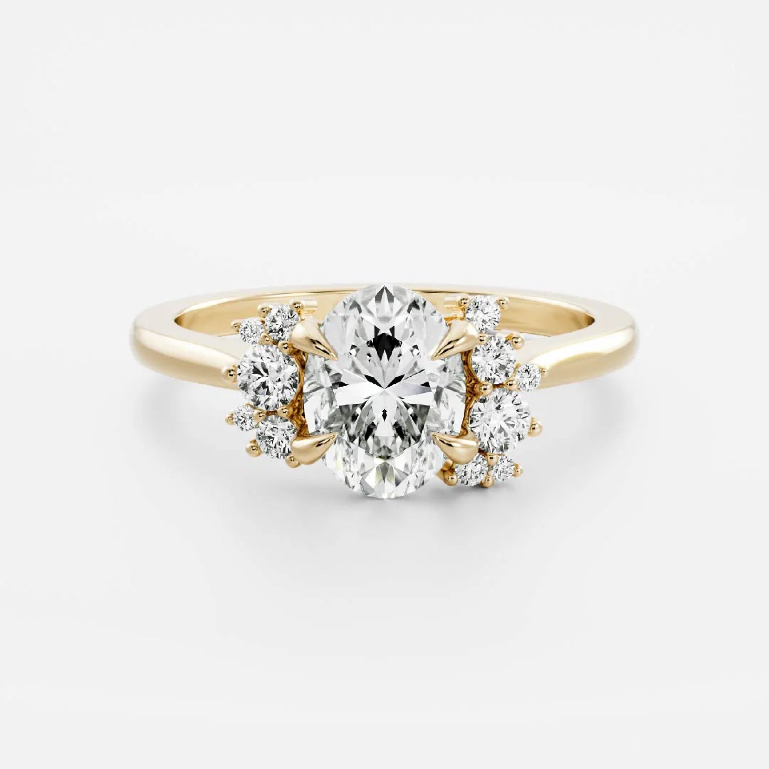 2.0 - 4.0 CT Oval Lab Grown Diamond Cluster Engagement Ring