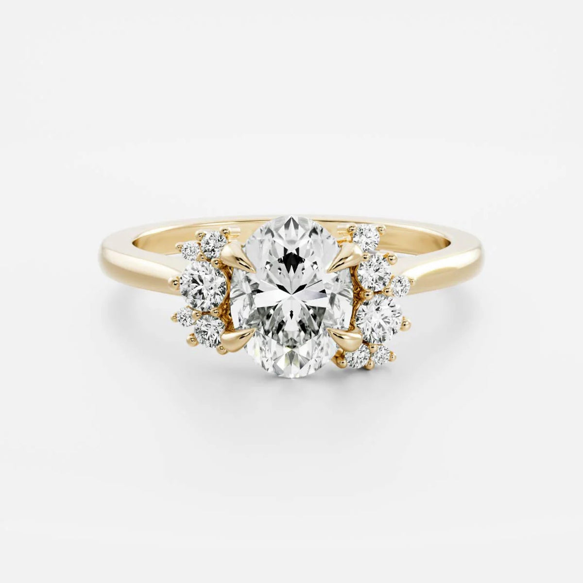 1.0-3.5 CT Oval Lab Grown Diamond Cluster Engagement Ring