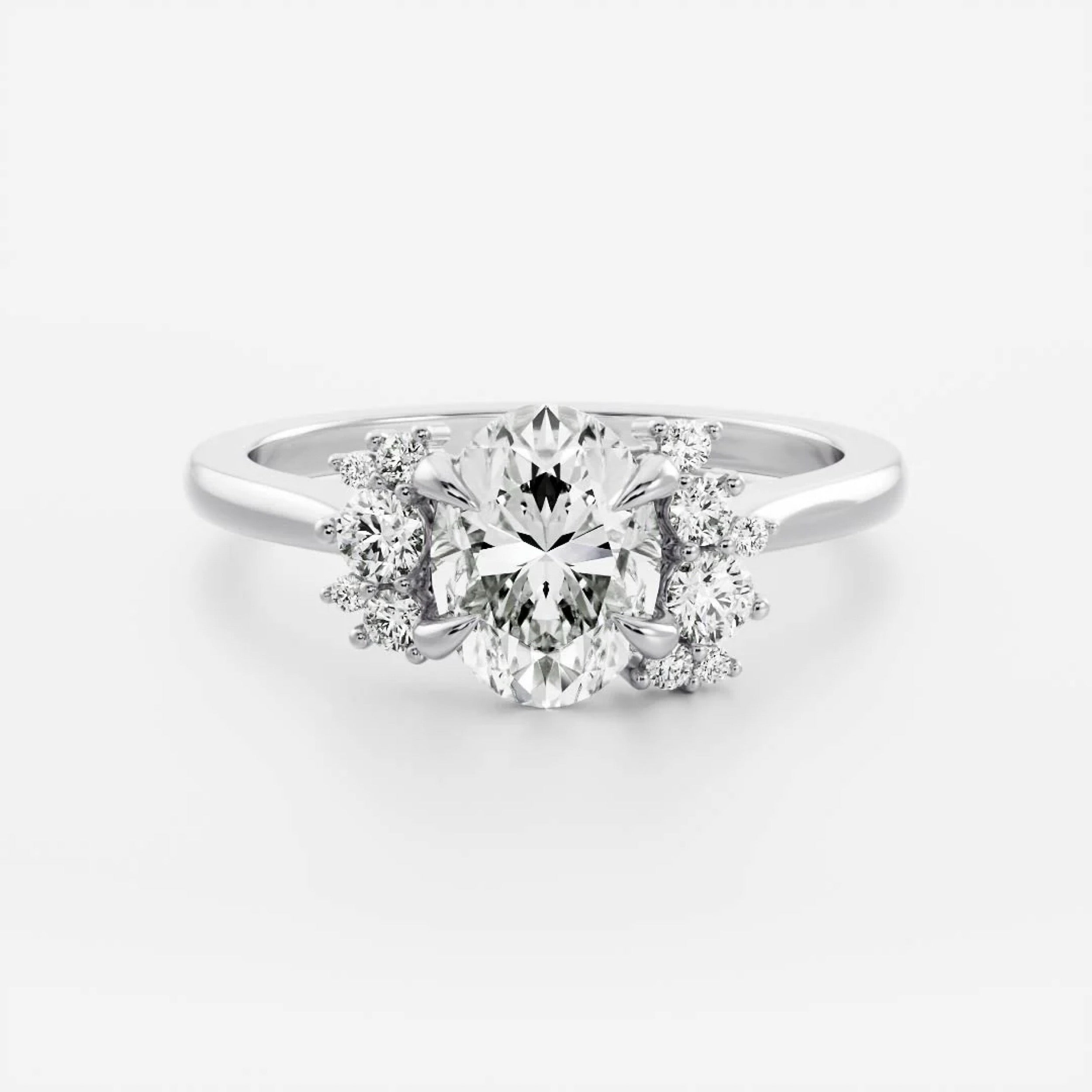 2.0 - 4.0 CT Oval Lab Grown Diamond Cluster Engagement Ring