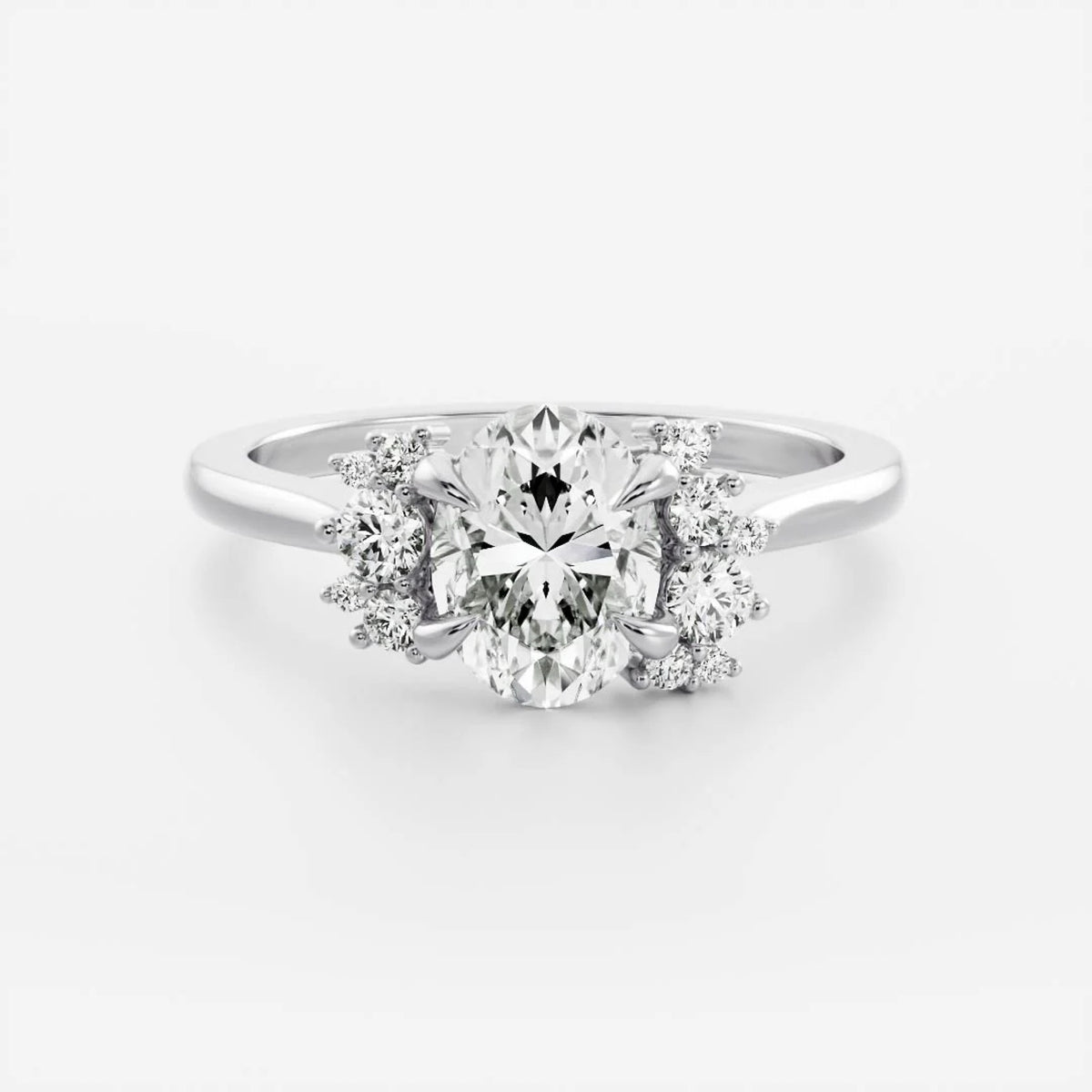 1.0-3.5 CT Oval Lab Grown Diamond Cluster Engagement Ring