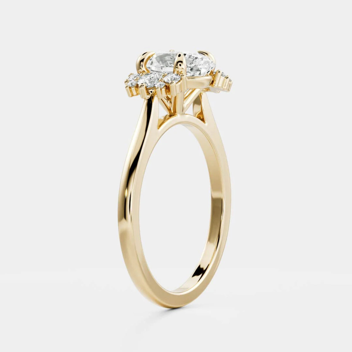 1.0-3.5 CT Oval Lab Grown Diamond Cluster Engagement Ring