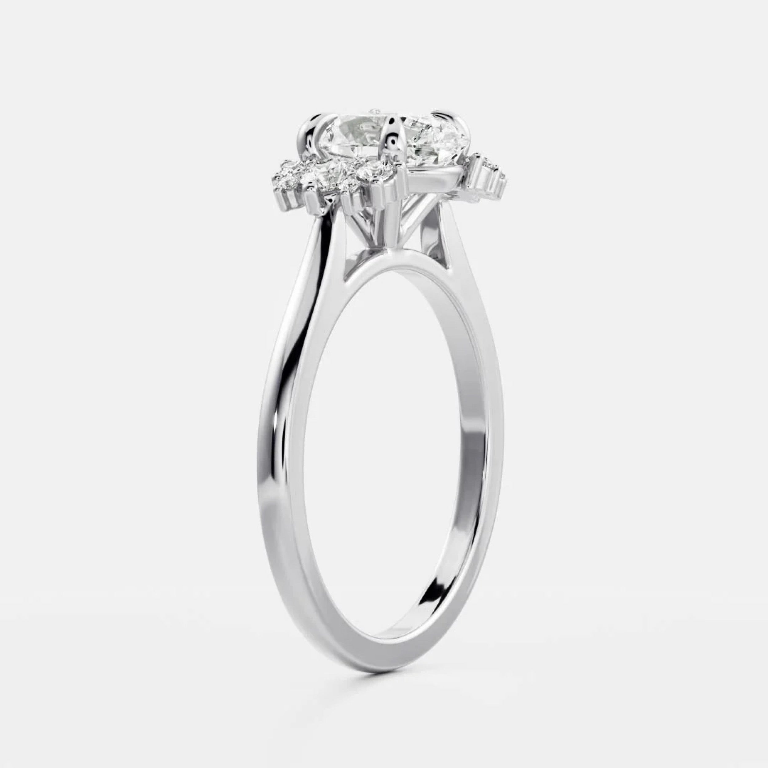 2.0 - 4.0 CT Oval Lab Grown Diamond Cluster Engagement Ring