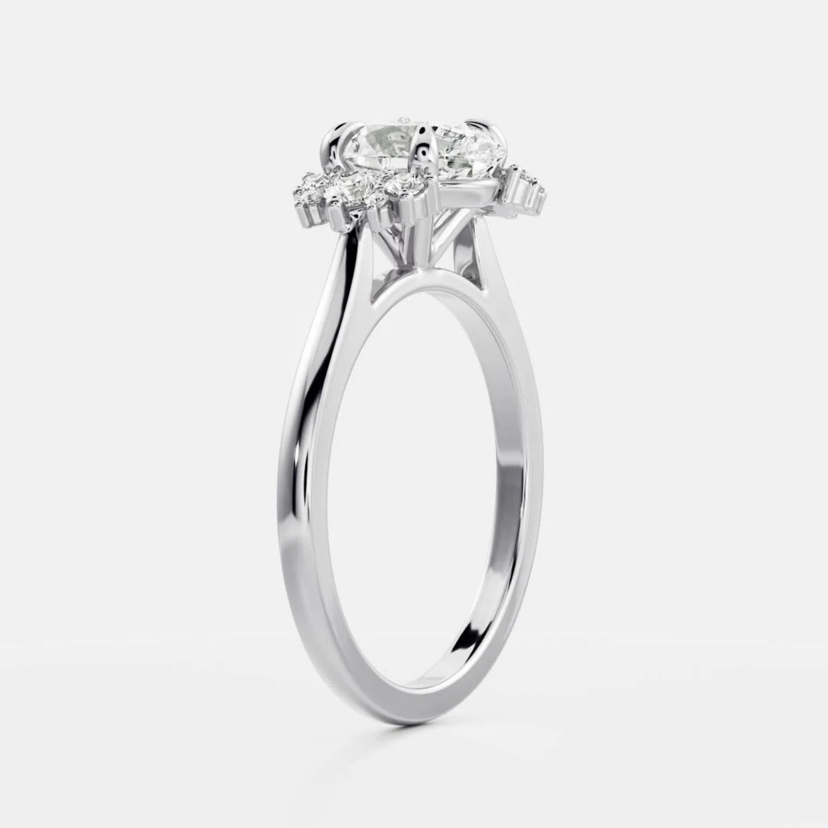 1.0-3.5 CT Oval Lab Grown Diamond Cluster Engagement Ring