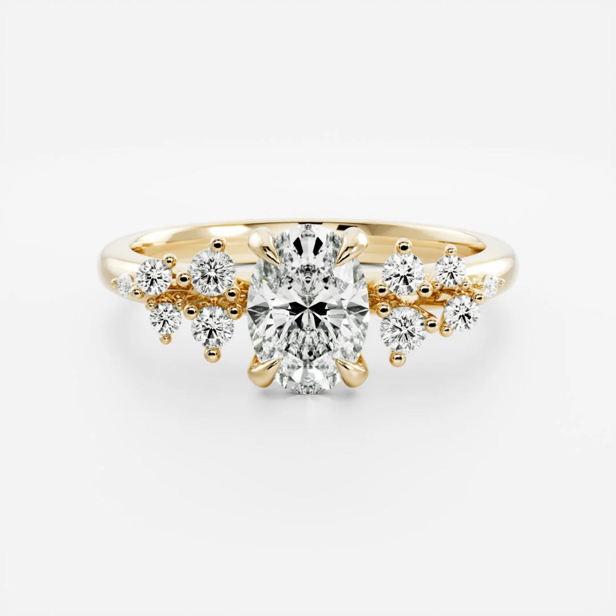 1.0-3.5 CT Oval Lab Grown Diamond Cluster Engagement Ring