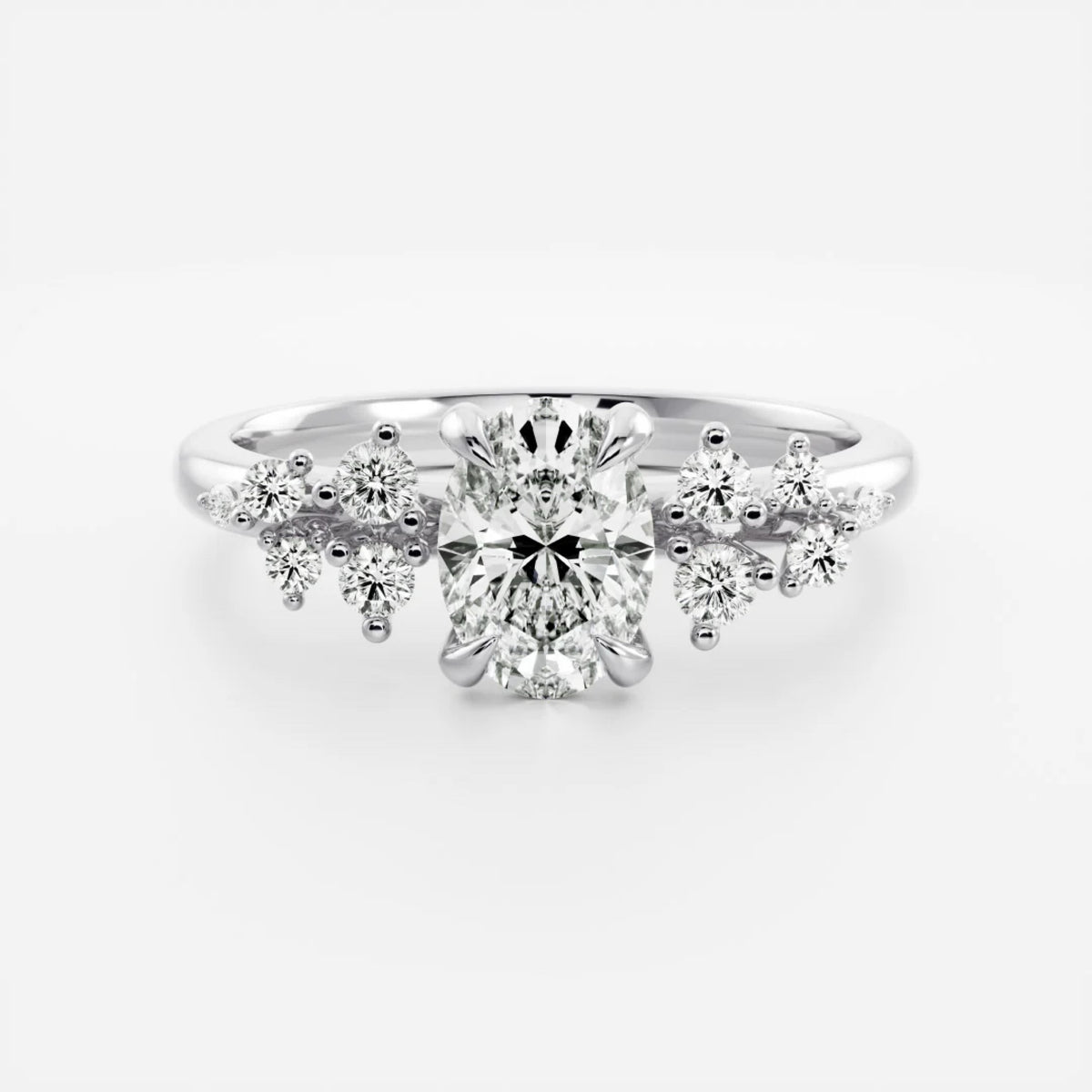 1.0-3.5 CT Oval Lab Grown Diamond Cluster Engagement Ring