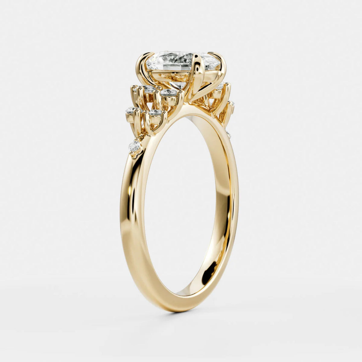1.0-3.5 CT Oval Lab Grown Diamond Cluster Engagement Ring