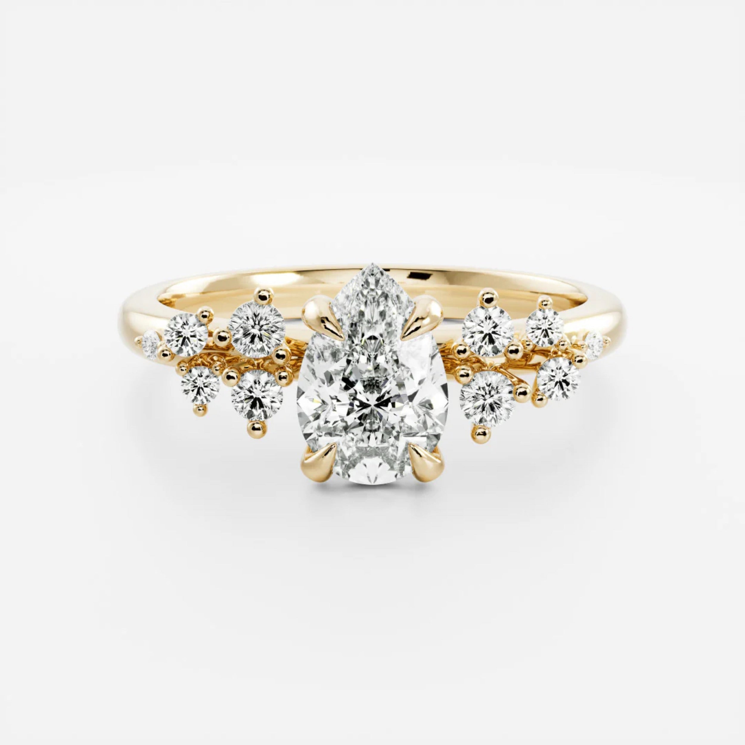 1.5 - 2.5 CT Pear Lab Grown Diamond Cluster Engagement Ring
