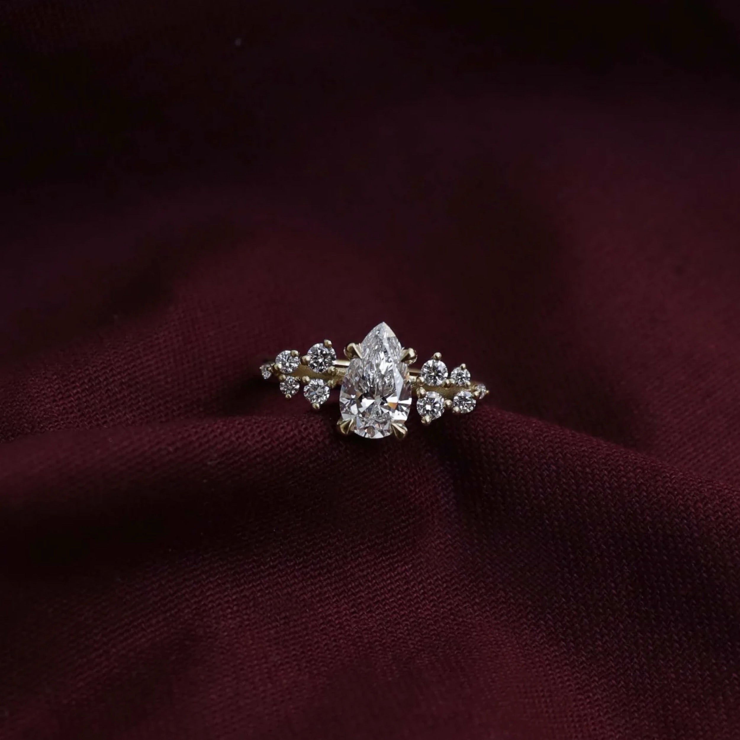1.5 - 2.5 CT Pear Lab Grown Diamond Cluster Engagement Ring