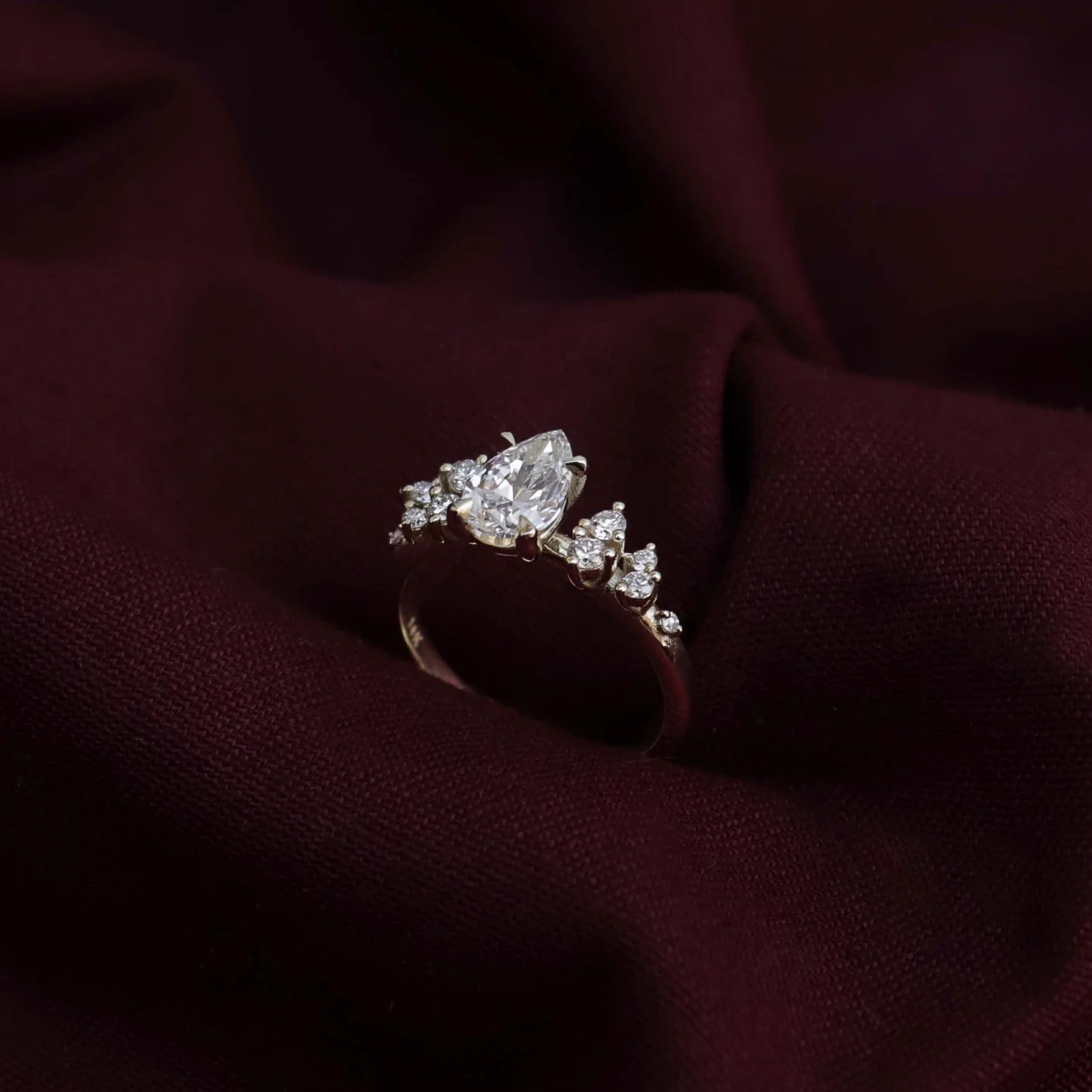 1.5 - 2.5 CT Pear Lab Grown Diamond Cluster Engagement Ring