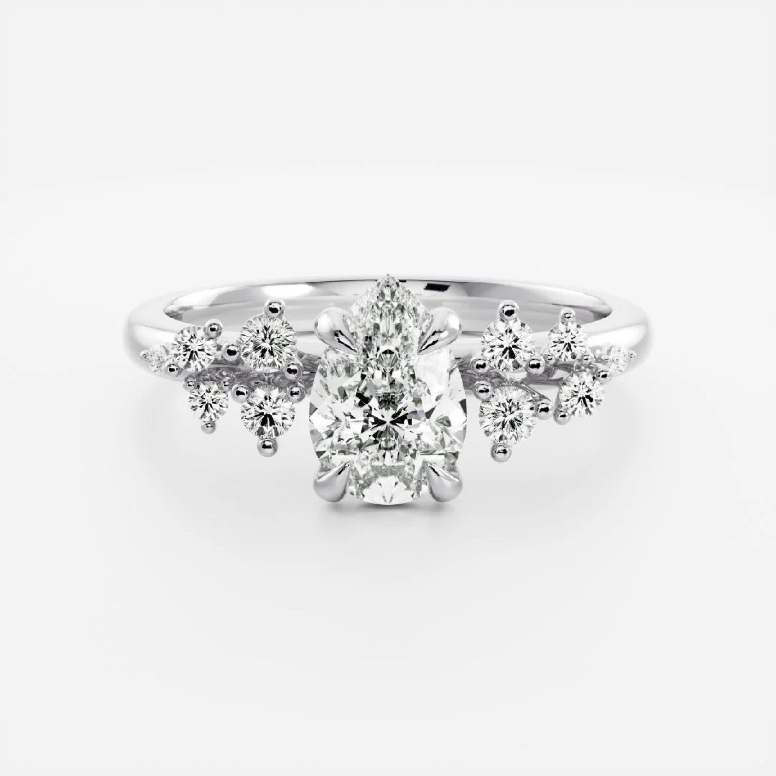 1.5 - 2.5 CT Pear Lab Grown Diamond Cluster Engagement Ring