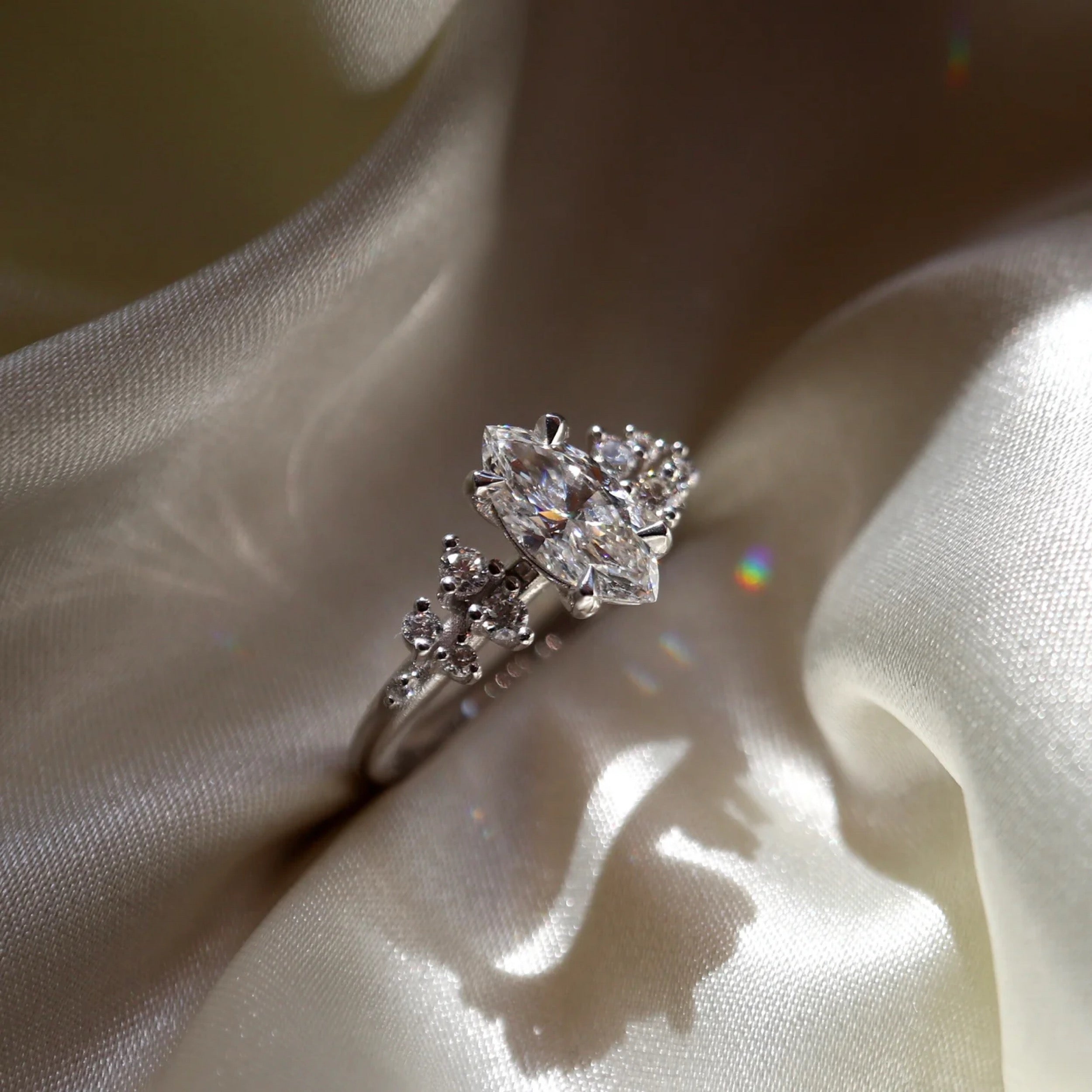 2.0 - 4.0 CT Marquise Lab Grown Diamond Cluster Engagement Ring
