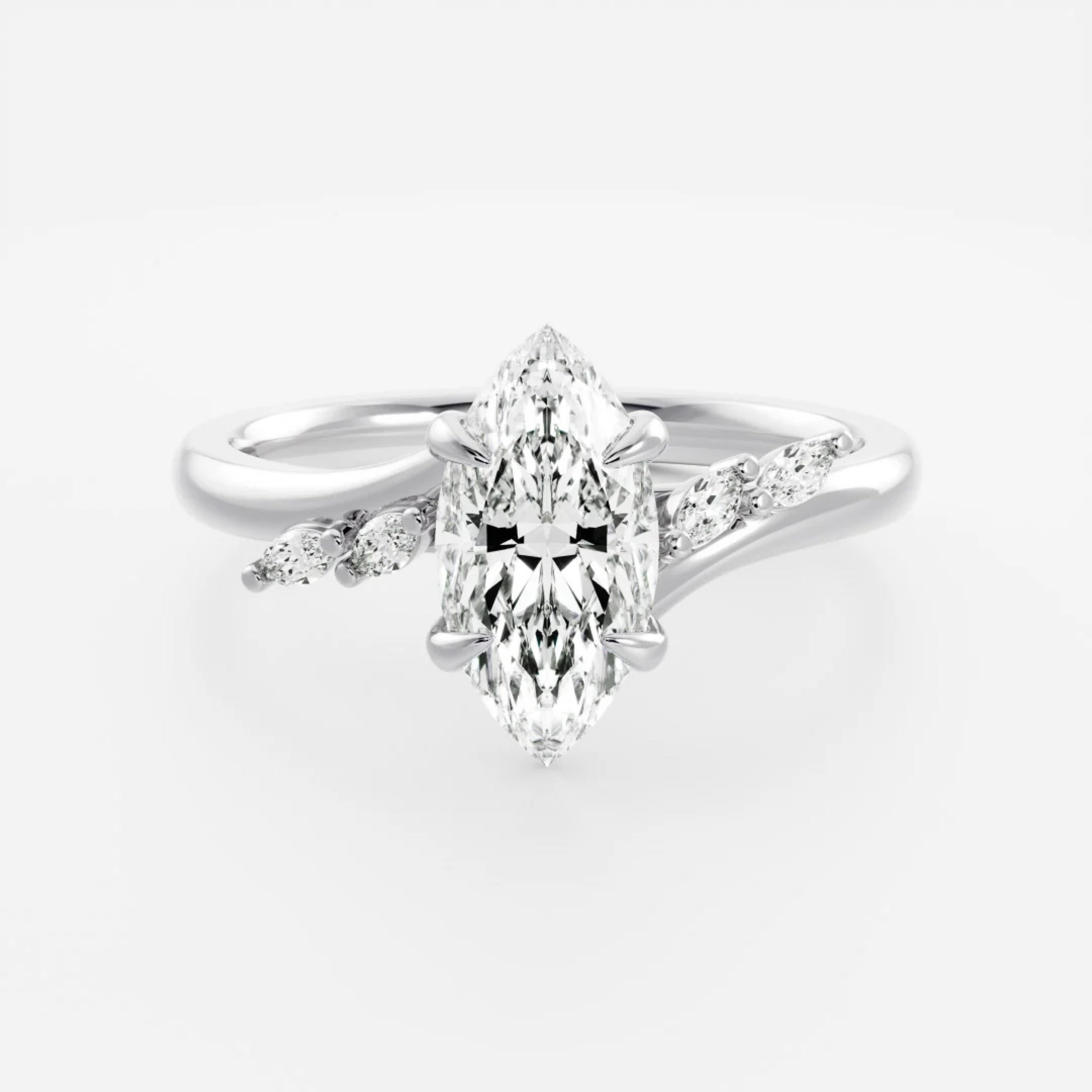2.0 - 4.0 CT Marquise Lab Grown Diamond Twisted Band Engagement Ring