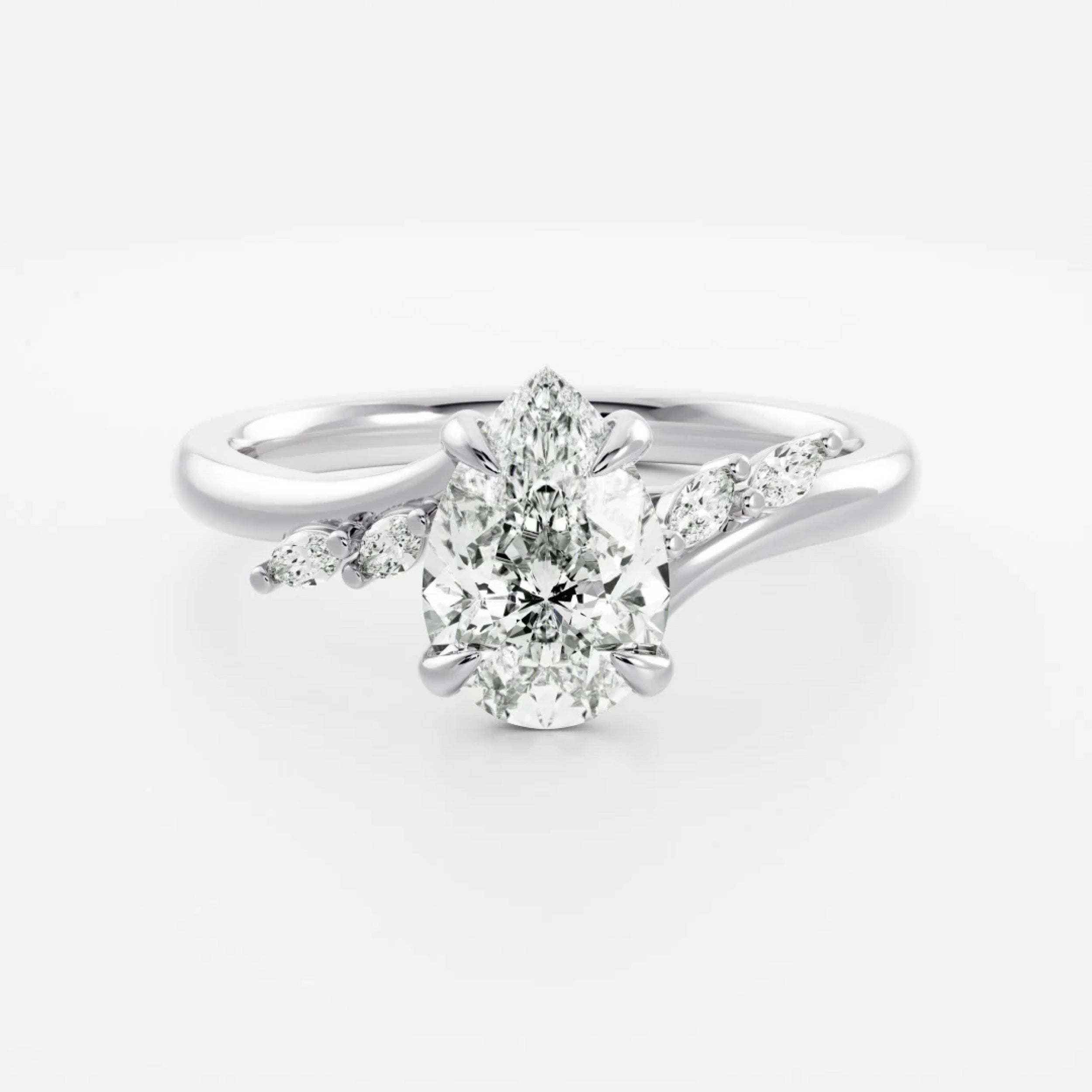 2.0 - 4.0 CT Pear Lab Grown Diamond Twisted Band Engagement Ring