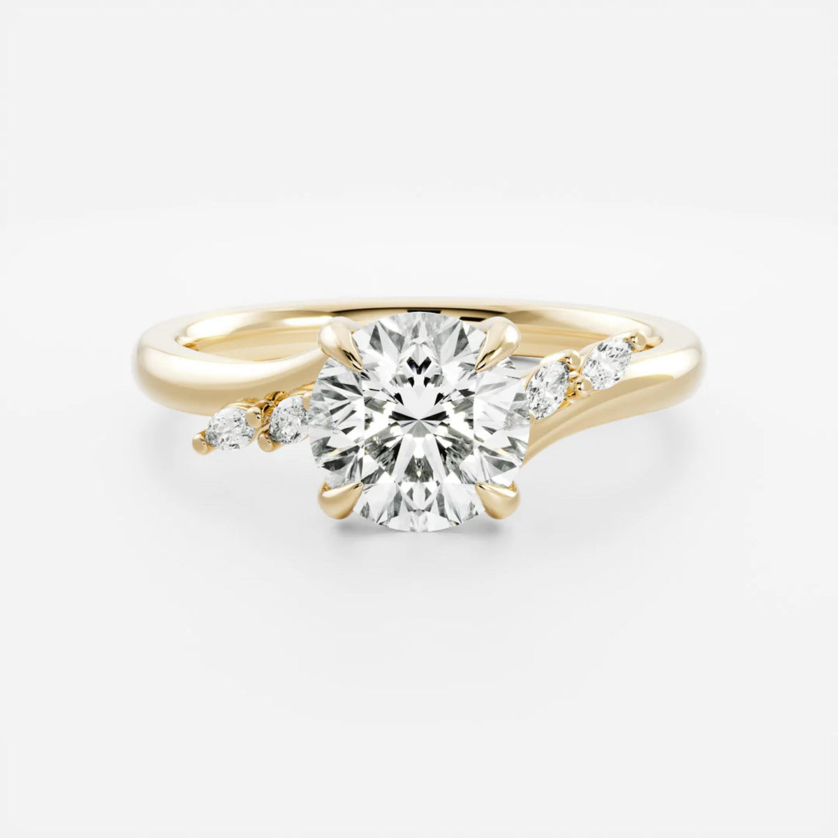 1.0-3.5 CT Round Lab Grown Diamond Twisted Band Engagement Ring