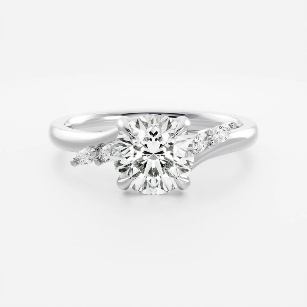 1.0-3.5 CT Round Lab Grown Diamond Twisted Band Engagement Ring
