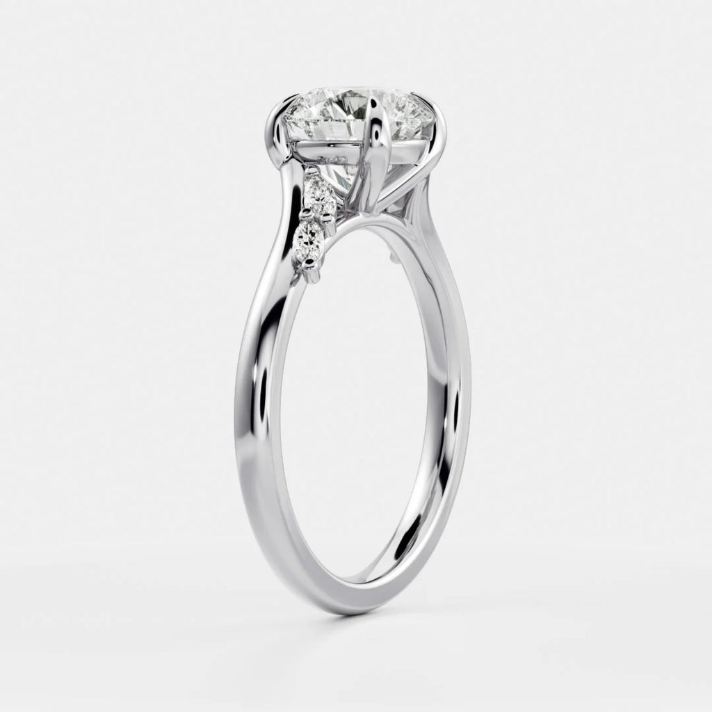 1.0-3.5 CT Round Lab Grown Diamond Twisted Band Engagement Ring