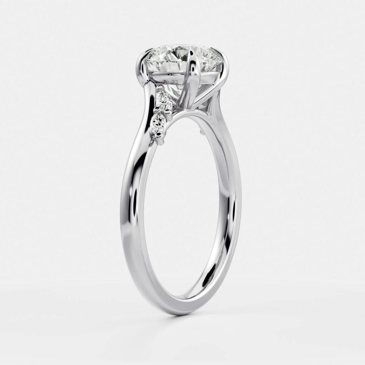 1.0-3.5 CT Round Lab Grown Diamond Twisted Band Engagement Ring