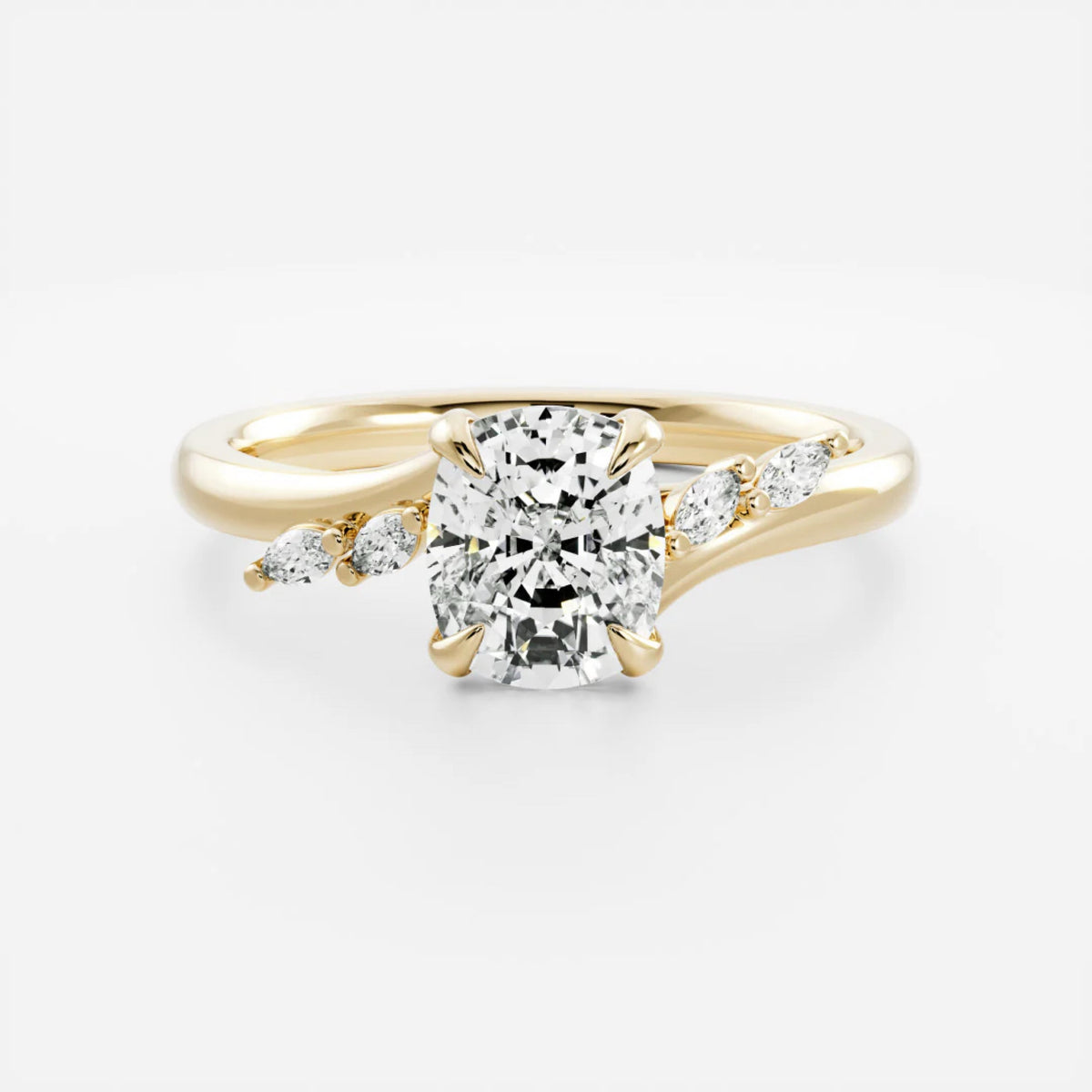 1.0-3.5 CT Elongated Cushion Lab Grown Diamond Twisted Band Engagement Ring