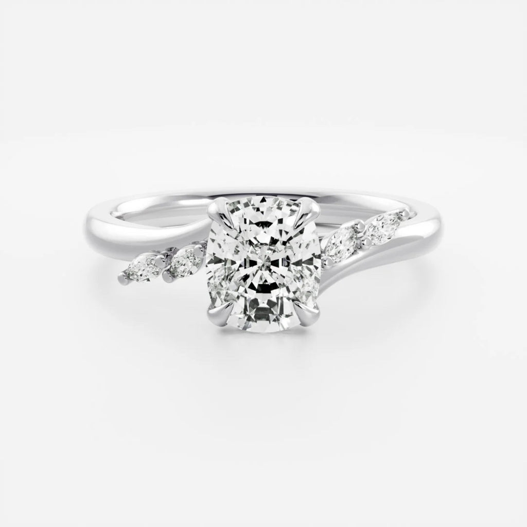 1.0-3.5 CT Elongated Cushion Lab Grown Diamond Twisted Band Engagement Ring