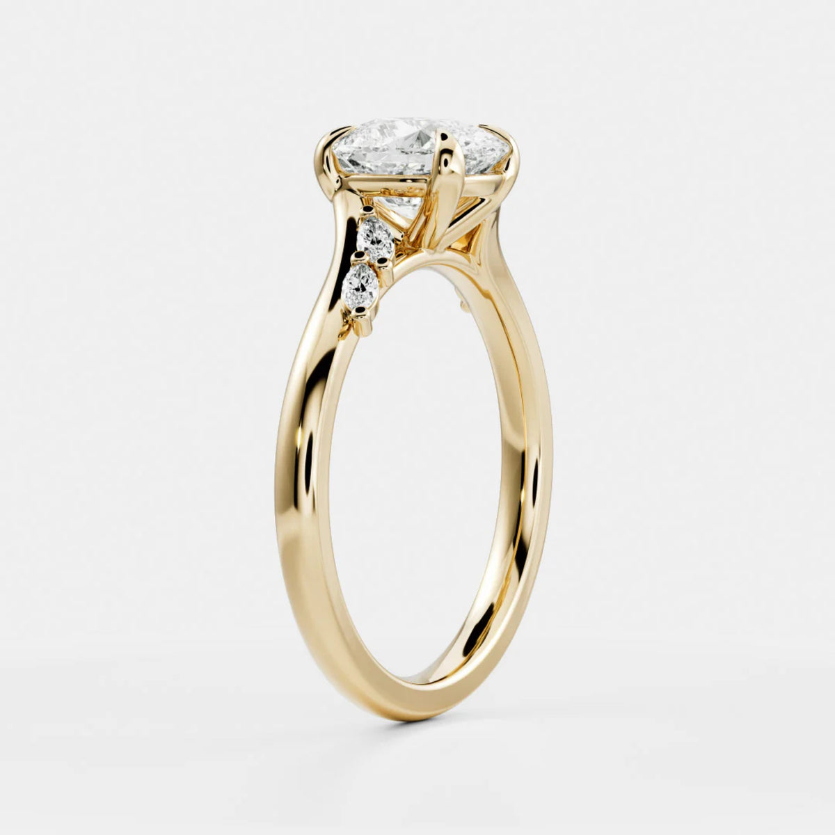 1.0-3.5 CT Elongated Cushion Lab Grown Diamond Twisted Band Engagement Ring