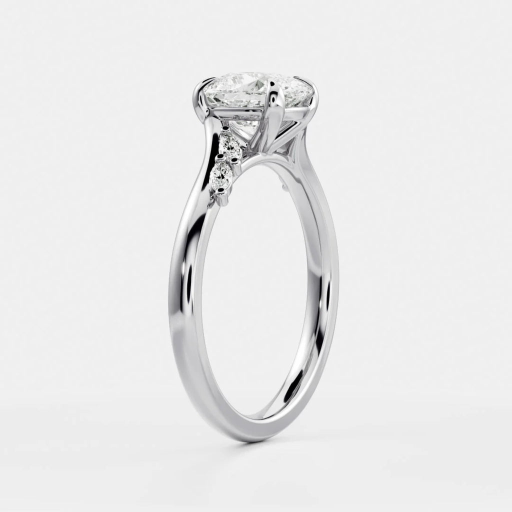 1.0-3.5 CT Elongated Cushion Lab Grown Diamond Twisted Band Engagement Ring