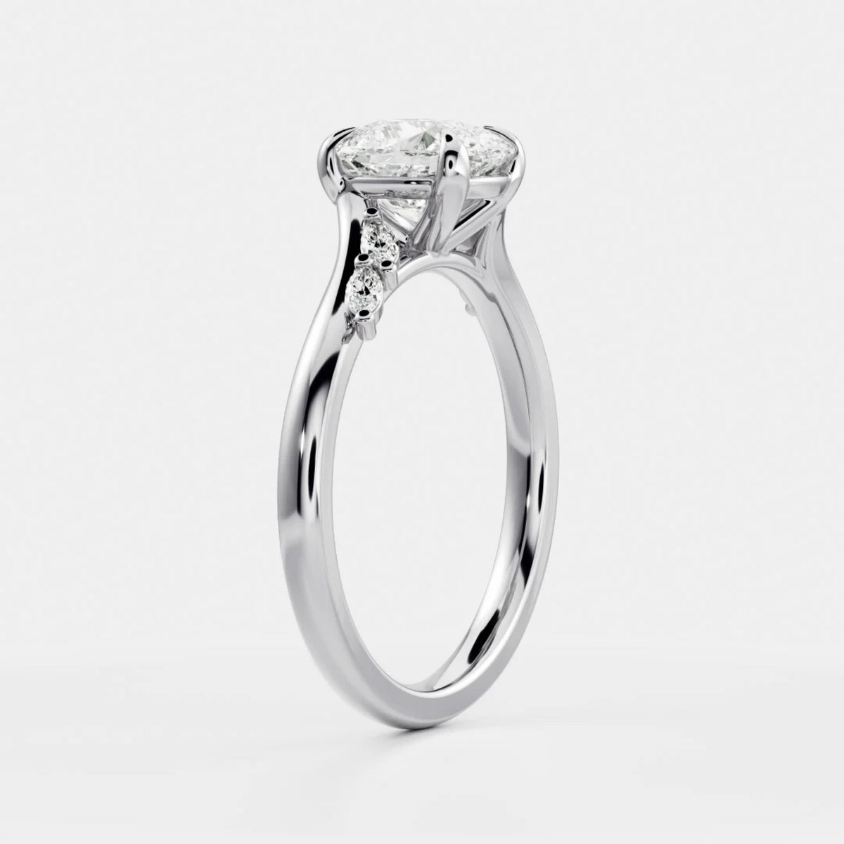 1.0-3.5 CT Elongated Cushion Lab Grown Diamond Twisted Band Engagement Ring