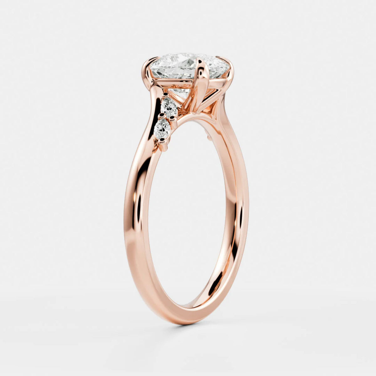 1.0-3.5 CT Elongated Cushion Lab Grown Diamond Twisted Band Engagement Ring