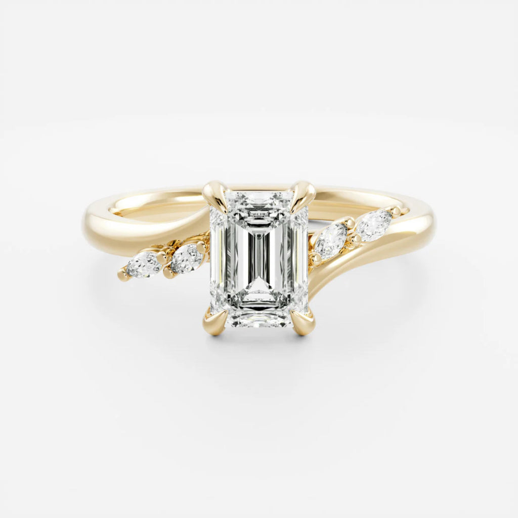 1.0-3.5 CT Emerald Lab Grown Diamond Twisted Band Engagement Ring