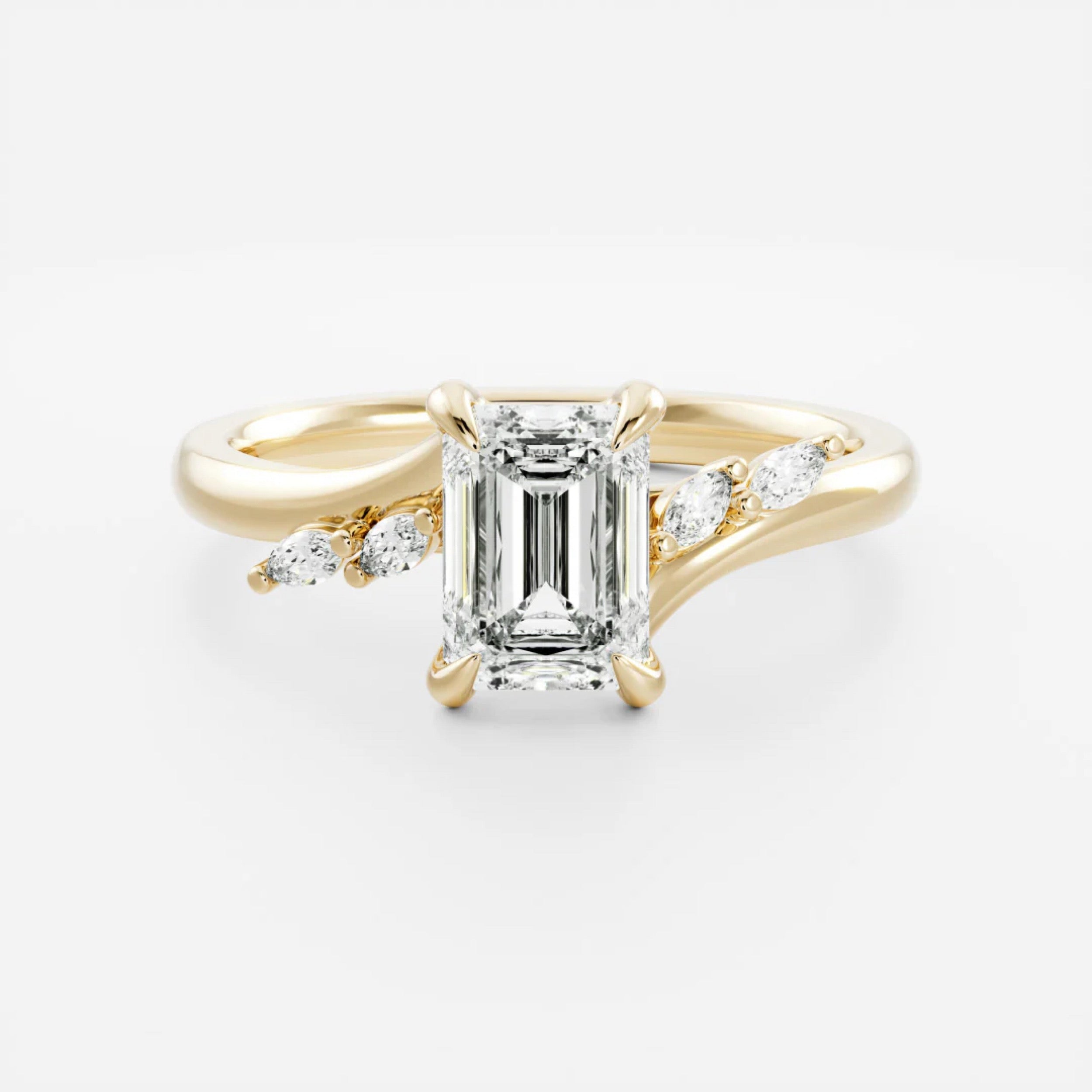 2.0 - 4.0 CT Emerald Lab Grown Diamond Twisted Band Engagement Ring