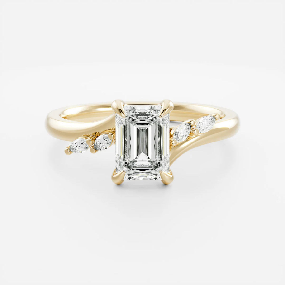 1.0-3.5 CT Emerald Lab Grown Diamond Twisted Band Engagement Ring