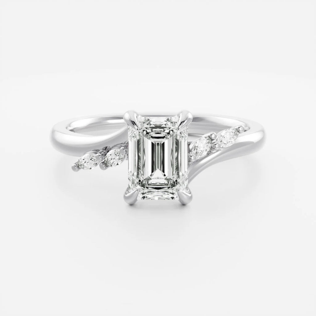 1.0-3.5 CT Emerald Lab Grown Diamond Twisted Band Engagement Ring