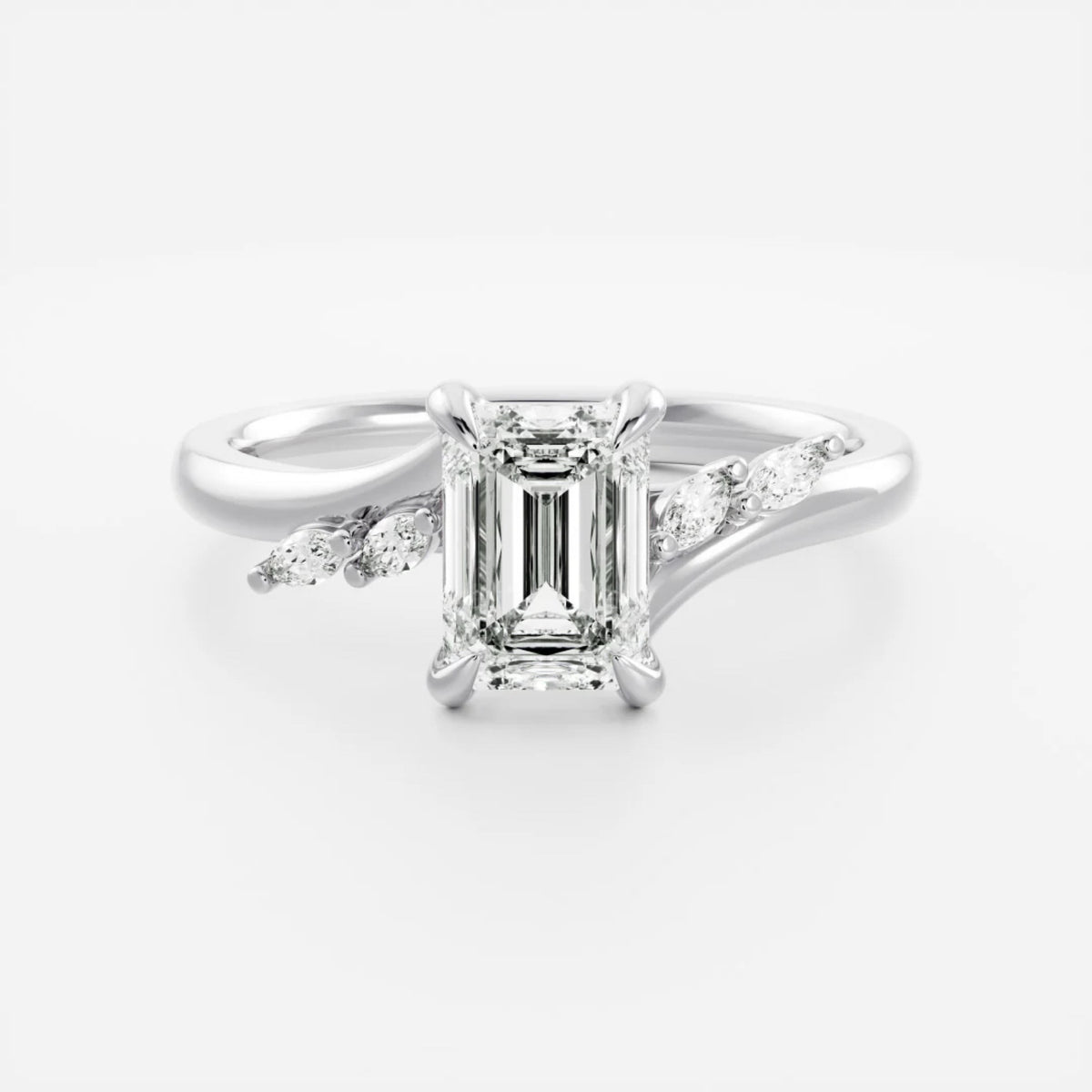 1.0-3.5 CT Emerald Lab Grown Diamond Twisted Band Engagement Ring