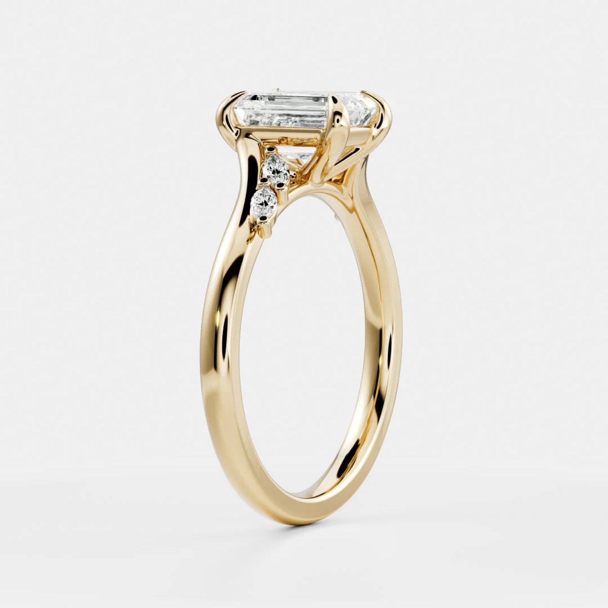 1.0-3.5 CT Emerald Lab Grown Diamond Twisted Band Engagement Ring